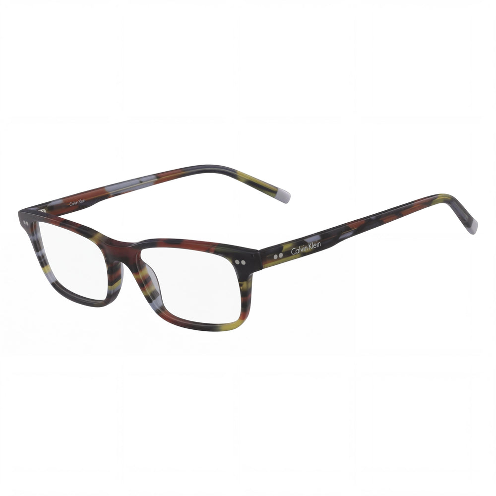 Calvin Klein Modern Women’s Square Plastic Frame Eyeglasses Striped Brown Grey 51mm