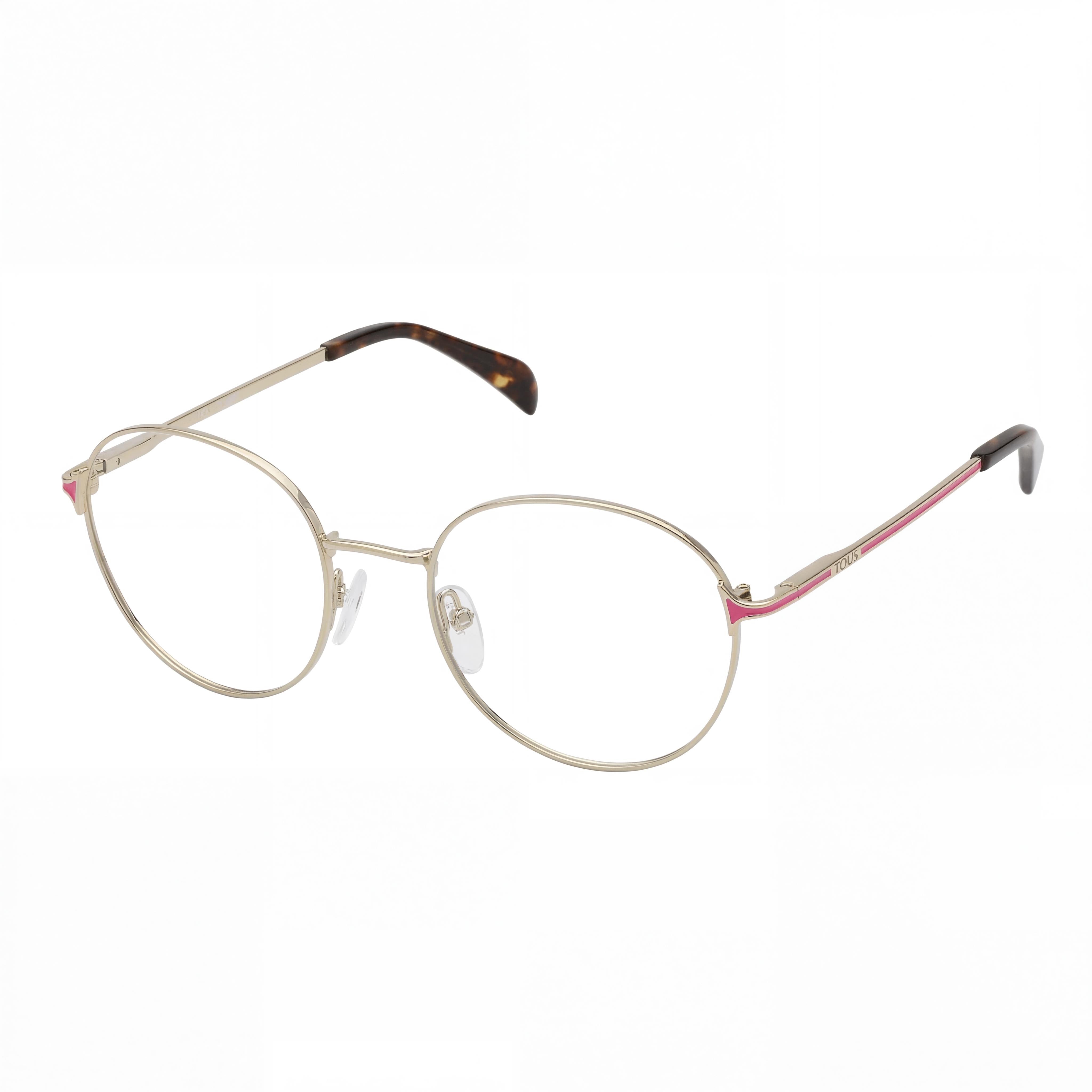 TOUS Classic Women's Light Gold Stainless Steel Optical Frames - Lens Width 51mm, Bridge 19mm, Temple Length 135mm, Photo 1