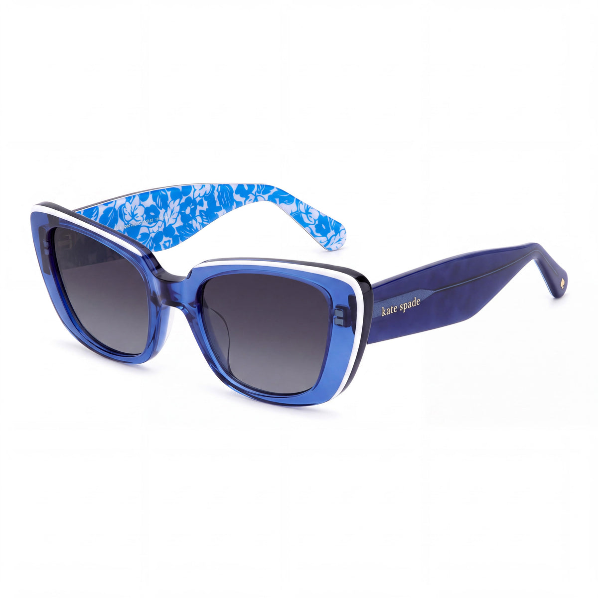 Gafas de sol kate spade new york Fabia/S rectangulares para mujer, de acetato azul y blanco, con protección 100% UV, gris oscuro, 51 mm, Photo 1