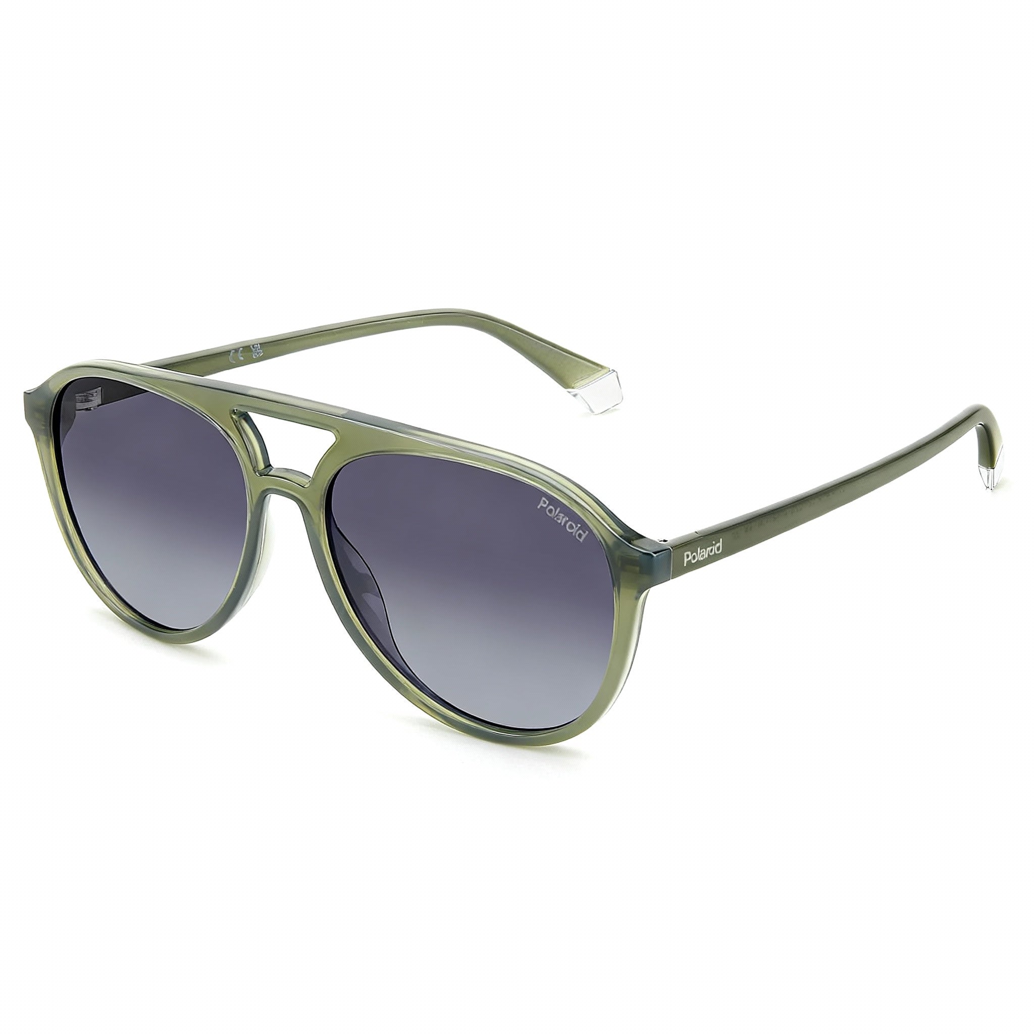 Polaroid Casual Unisex Sunglasses: Green Polycarbonate Frame, Polarized Grey Shaded Lenses 56-16-145
