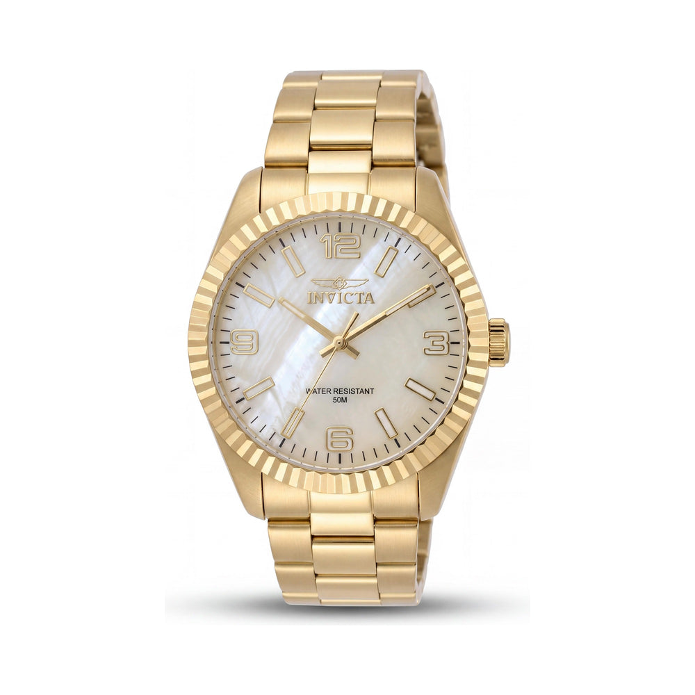 Invicta Specialty 50127 Reloj de cuarzo de acero inoxidable dorado para hombre, esfera de nácar, 43 mm