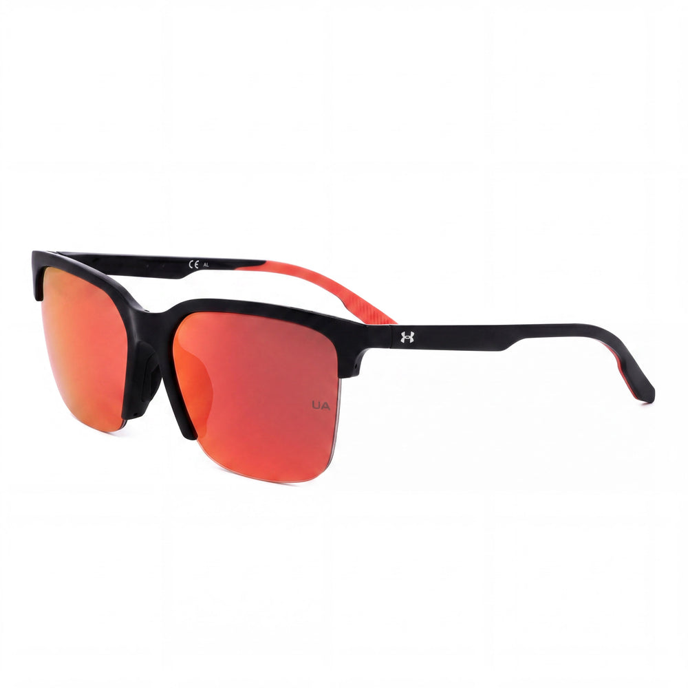 Under Armour UA PHENOM/F Gafas de sol unisex negras y rojas con montura de poliamida, protección UV y lentes no polarizadas de 57 mm