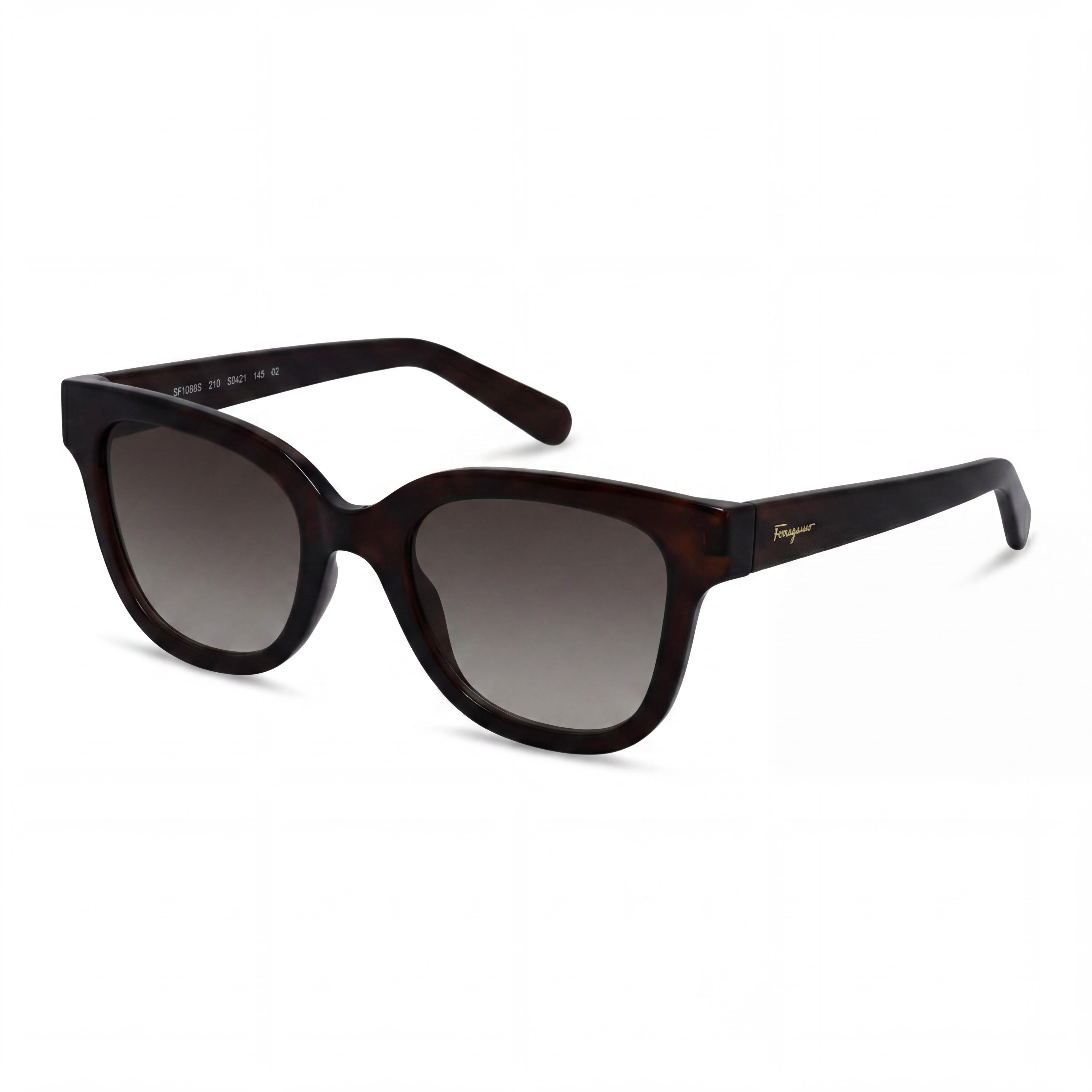 Salvatore Ferragamo SF1066S Women's Crystal Brown Plastic Square Grey Gradient Non-Polarized 52mm 100% UV Sunglasses, Photo 1
