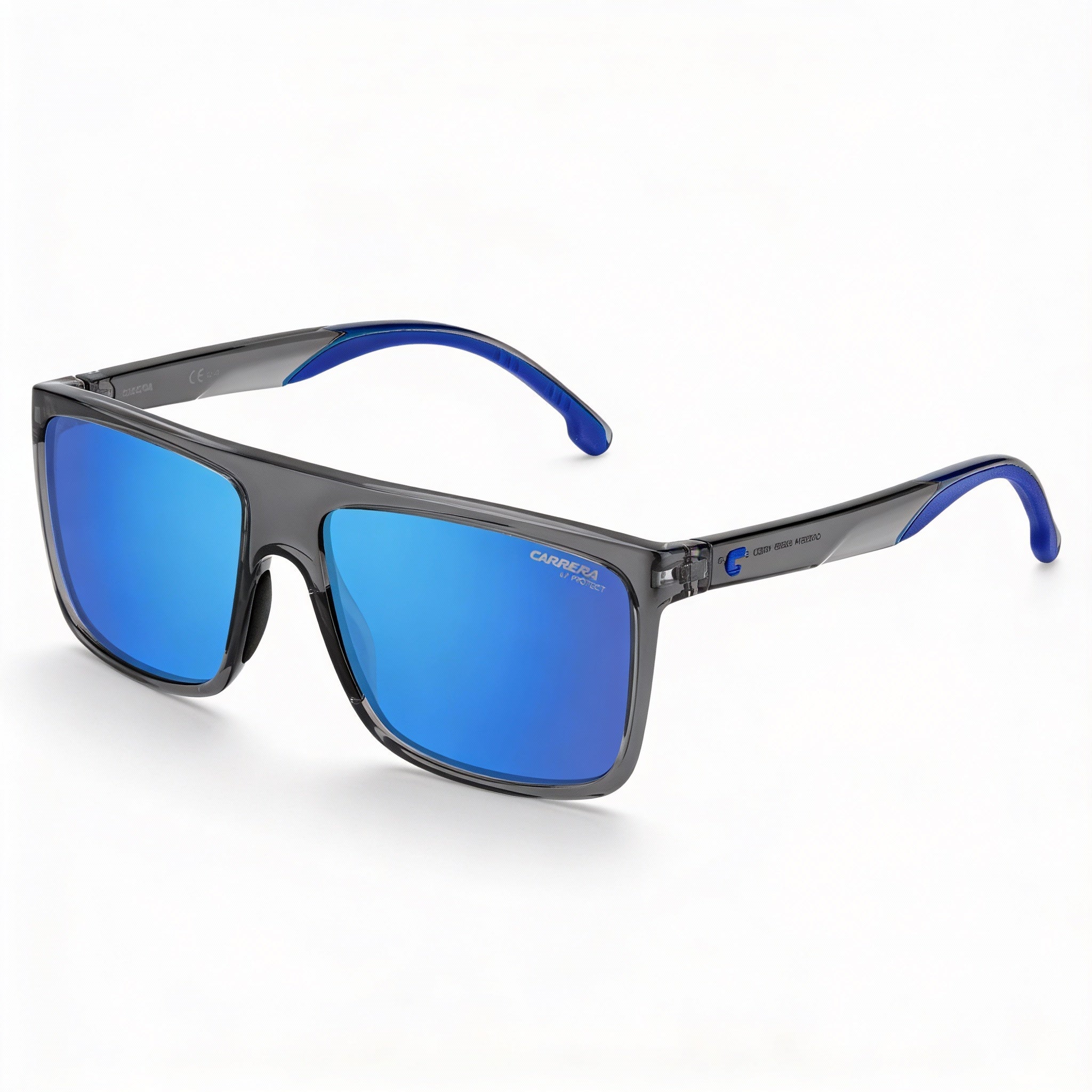 Carrera 8055/S Men's Transparent Grey Polyamide Frame Blue Multilayer Lens UV Sunglasses 58mm, Photo 1