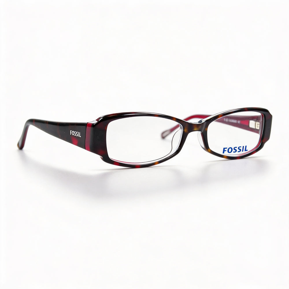 Fossil Oval Lizzie Women's Dark Tortoise Acetate Prescription Ready Eyeglasses 51mm Clear Demo Lenses