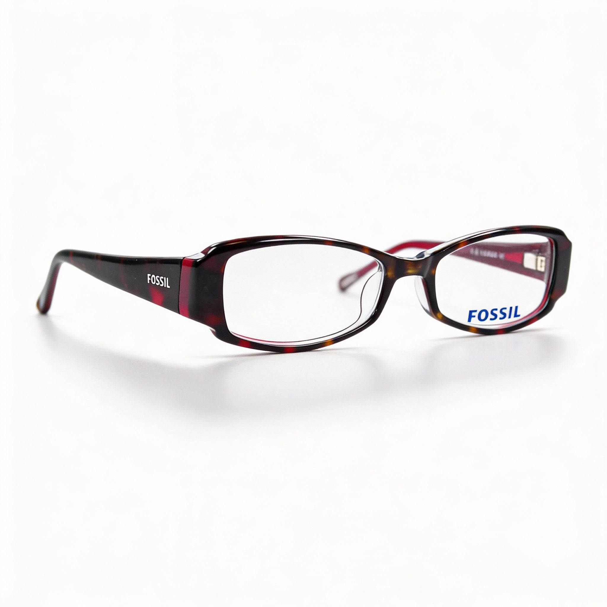 Fossil Oval Lizzie Women's Dark Tortoise Acetate Prescription Ready Eyeglasses 51mm Clear Demo Lenses, Photo 1