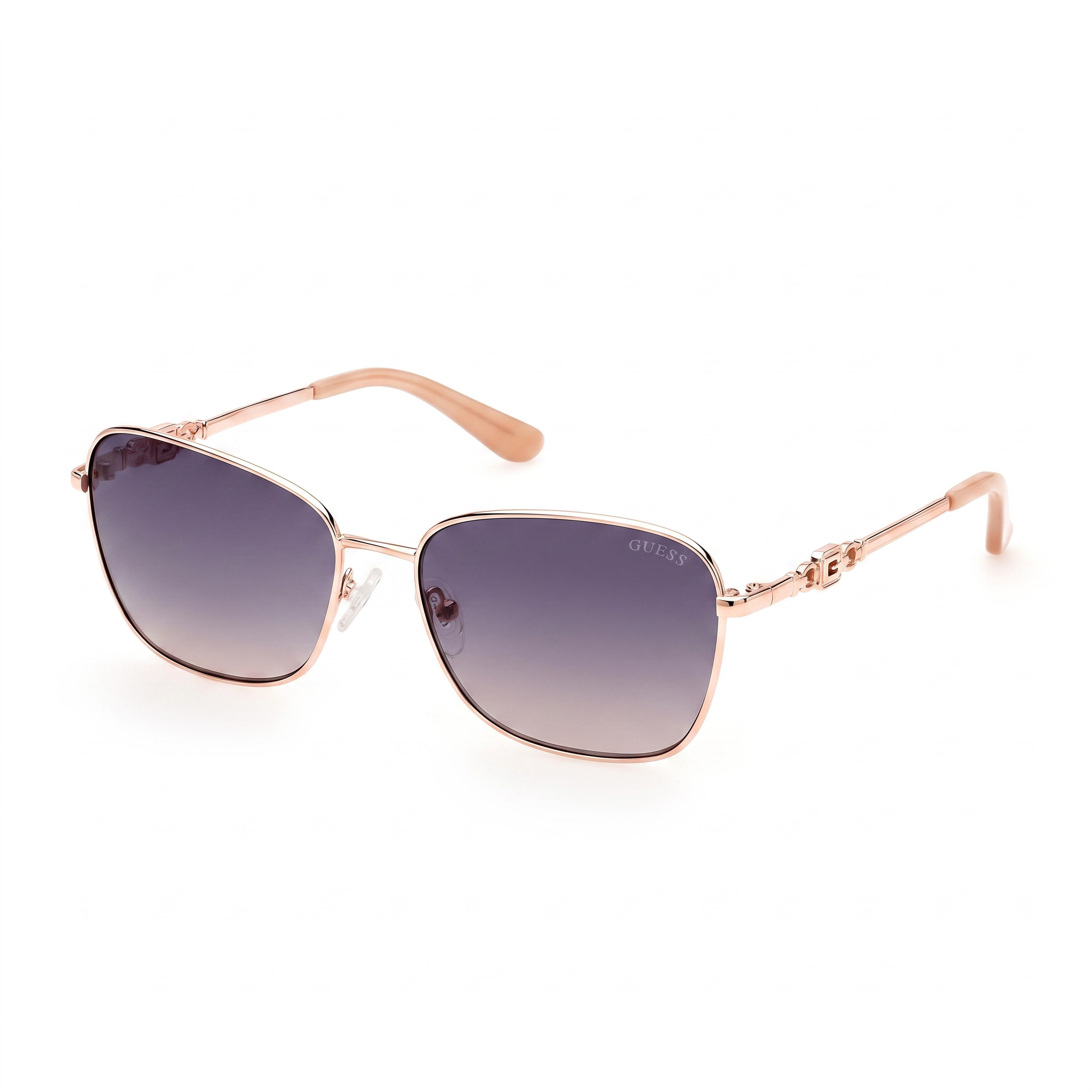 Gafas de sol Guess Butterfly para mujer, de metal dorado rosa brillante, con lentes azul violeta y protección UV de 57 mm, Photo 1