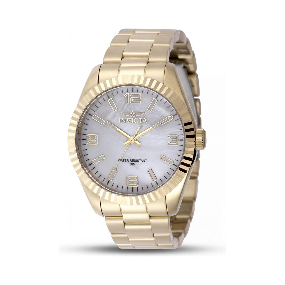 Invicta Specialty 50126 Reloj de pulsera de cuarzo de acero inoxidable dorado para hombre con esfera de nácar de 43 mm