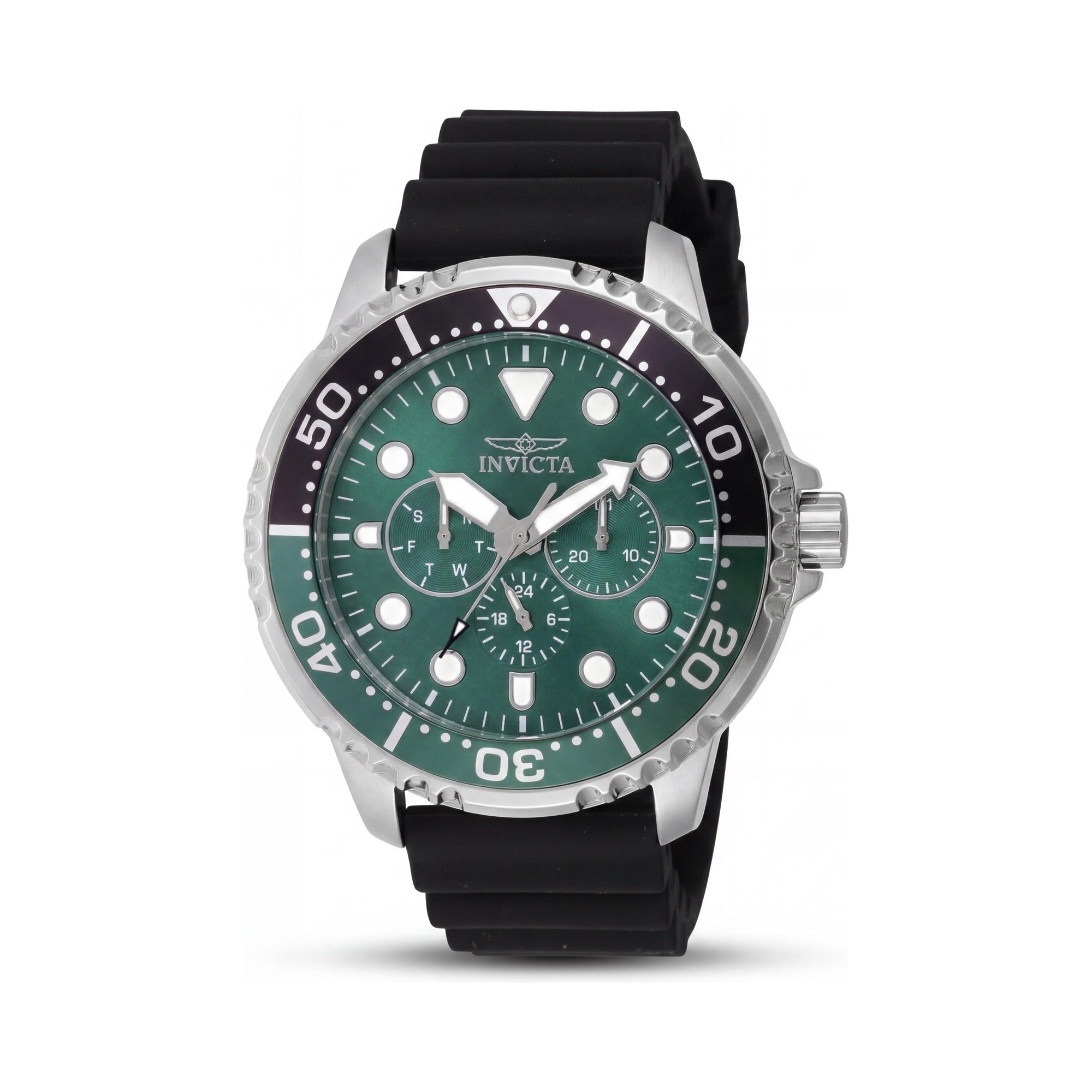 Invicta Men's Pro Diver 47232 Stainless Steel 48mm Green Dial Black Silicone Strap Water Resistant Watch, Photo 1