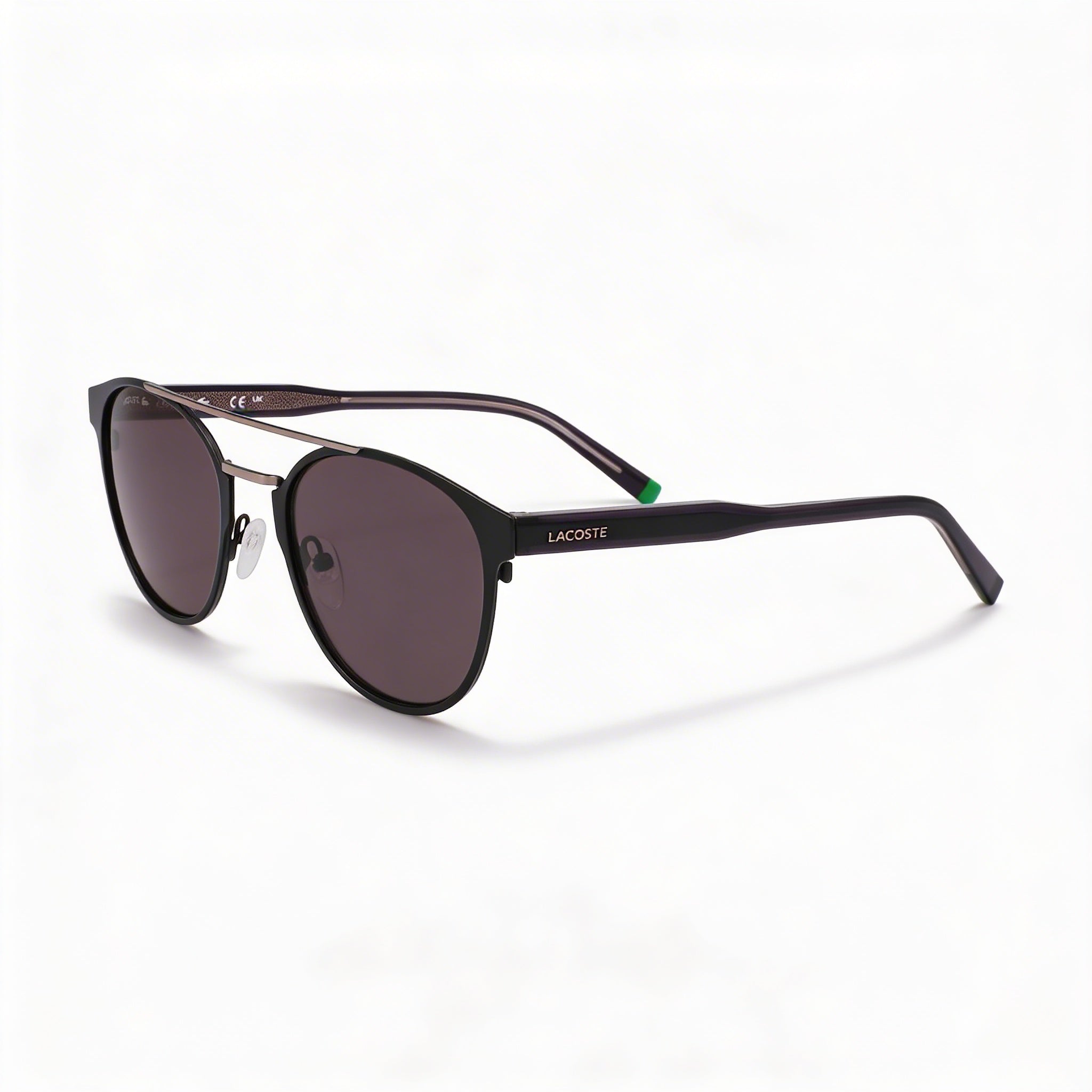 Lacoste Casual Unisex Matte Black Metal Frame UV Protected Polycarbonate Lens Large Sunglasses 53-22-145mm, Photo 1
