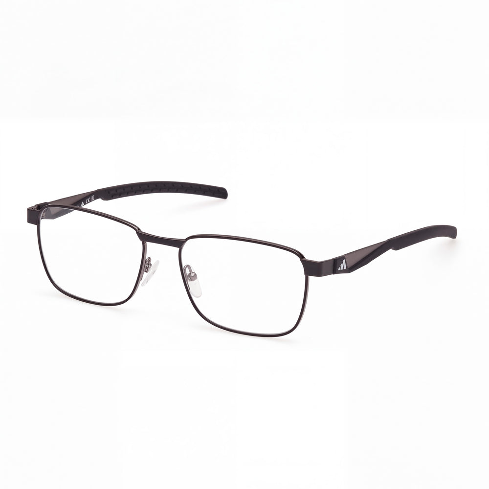 Gafas de Vista adidas Sport SP5098 para Hombre, Informales, Montura de Metal Negro Mate, Lentes Transparentes no Polarizadas, 53-16-140
