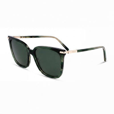 Ferragamo Sf2037s Unisex Striped Green Titanium Eyewear with Non- Lenses, 56mm Lens Width