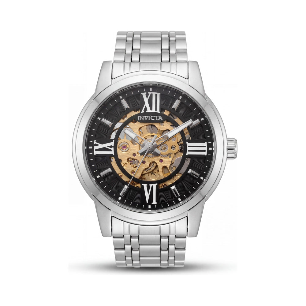 Invicta Objet D Art 69132 Automatic Movement Black Dial Silver Stainless Steel Bracelet Unisex Watch 41mm