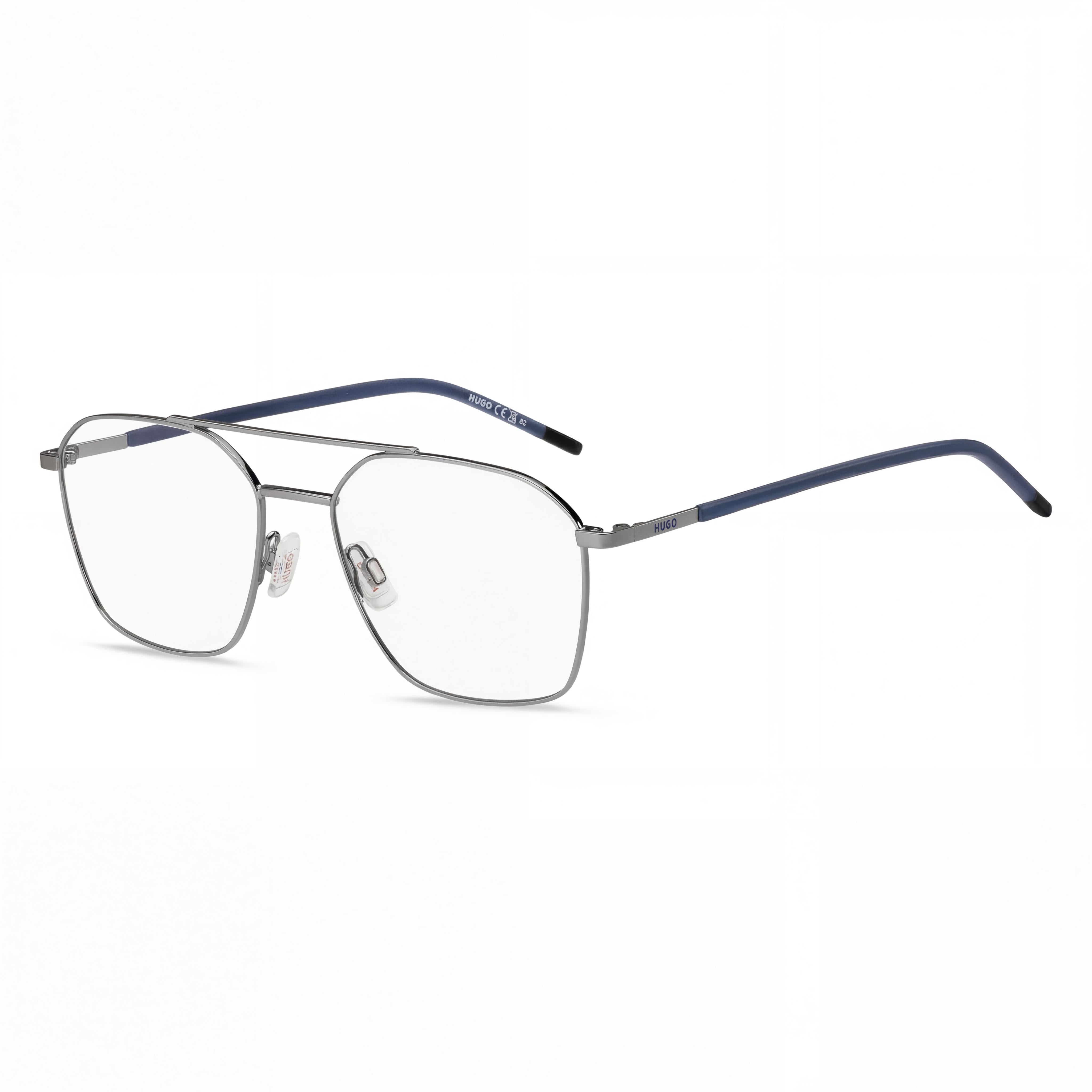 HUGO Men's Hg 1274 Rectangular/Square Metal Ruthenium Frame Sunglasses 55mm, Photo 1