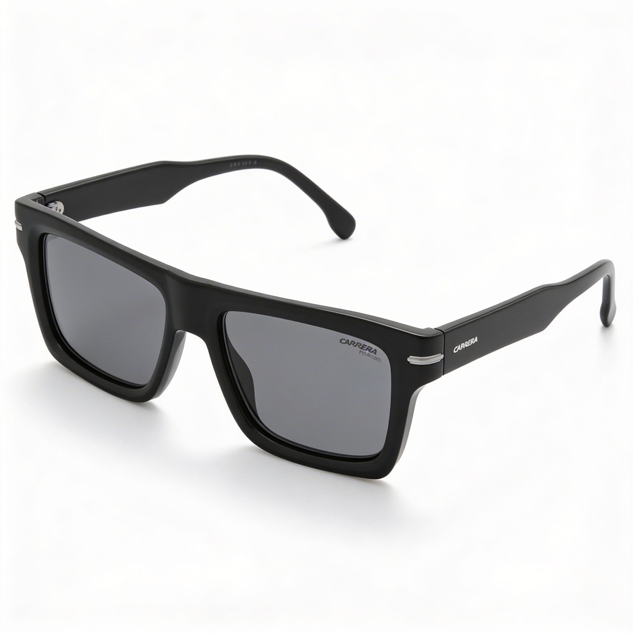 Carrera Classic Unisex Rectangular Sunglasses with Black Plastic Frame and Grey Polarized Lenses 54mm, Photo 1