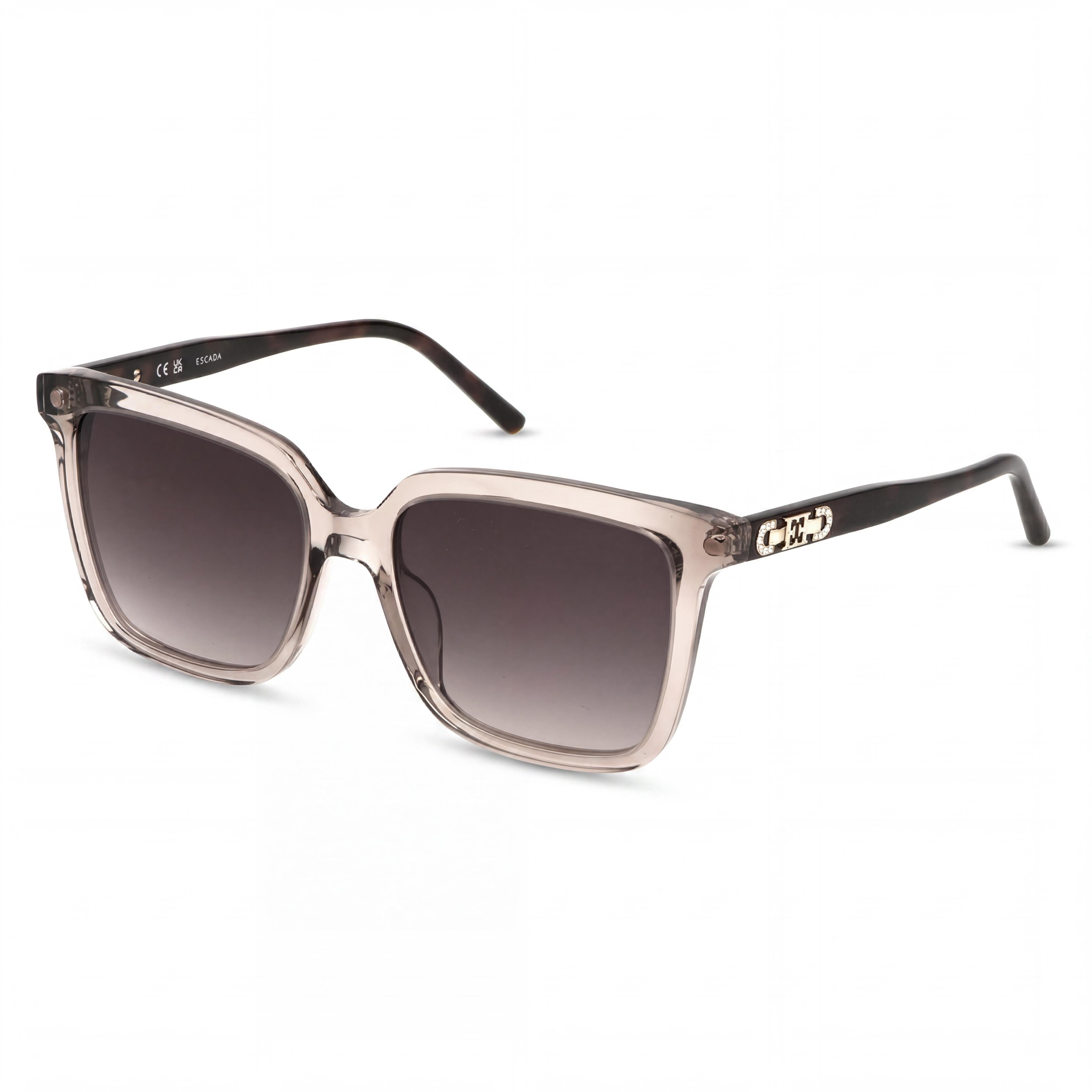 Escada SESE61S Casual Women's Transparent Beige Cellulose Acetate Brown Gradient Sunglasses 55-17-140, Photo 1