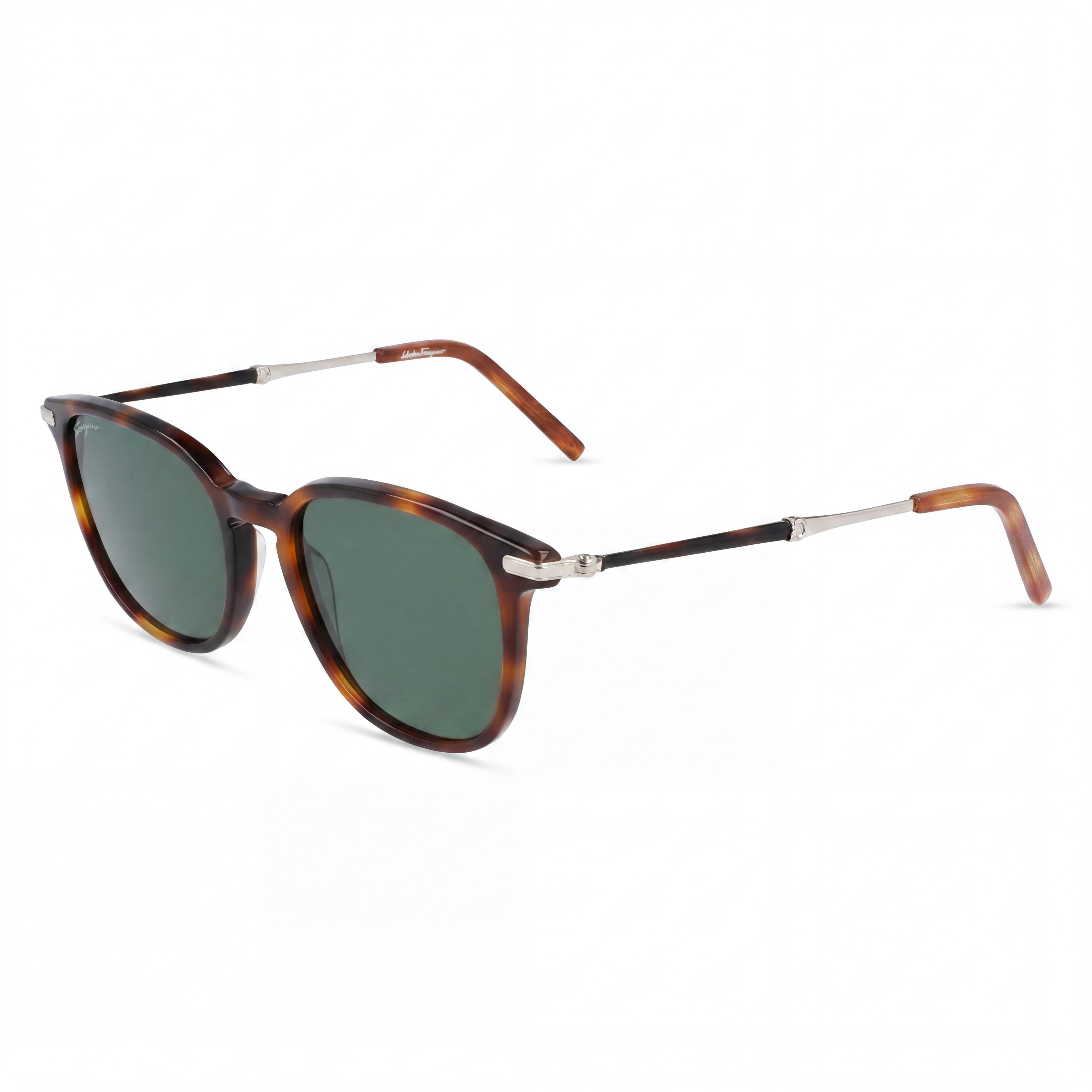 Salvatore Ferragamo Gafas de Sol Unisex Cuadradas de Acetato Tortoiseshell SF 1015S con Lentes Verdes Protección UV 52mm, Photo 1