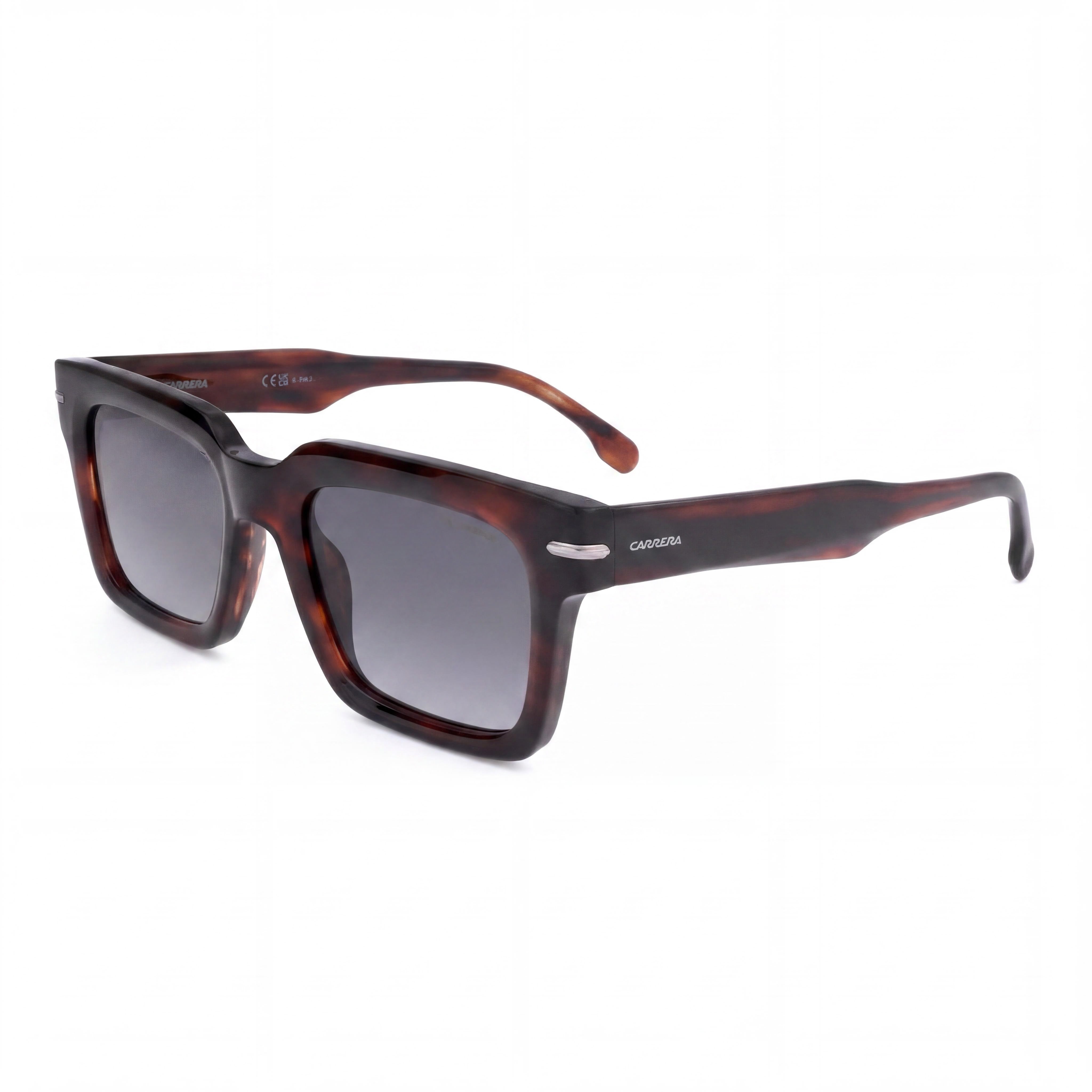 Carrera Signature Men's Brown Horn Acetate Dark Grey Shaded Non-Polarized 100% UV Sunglasses 52mm, Photo 1