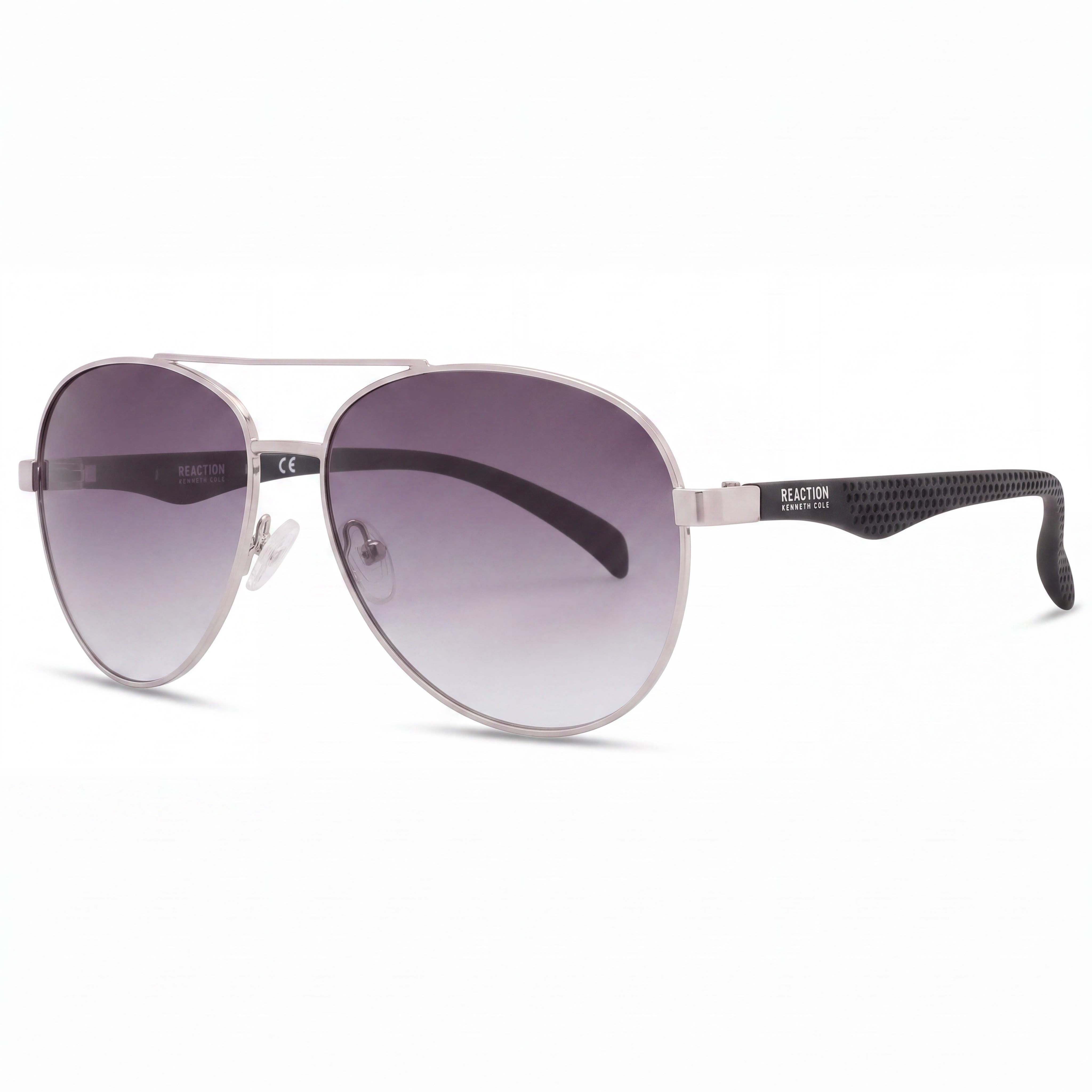 Kenneth Cole REACTION Kc1318 para mujer, montura piloto de metal, níquel claro brillante, lentes humo degradado, protección UV, 52 mm, Photo 1