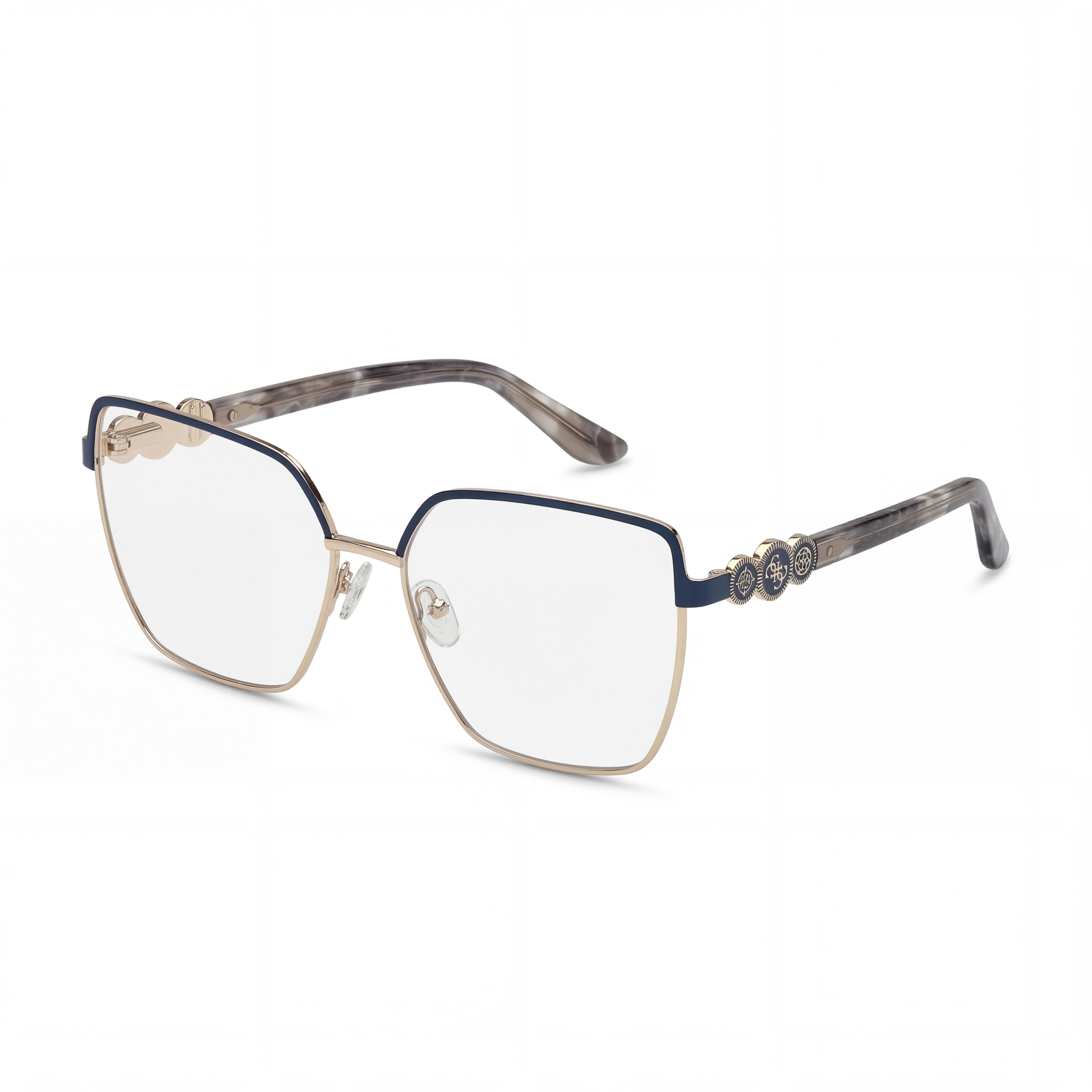 GUESS Gu50229 Women's Matte Light Blue Grey Havana Metal Non- Eyewear 57mm, Photo 1