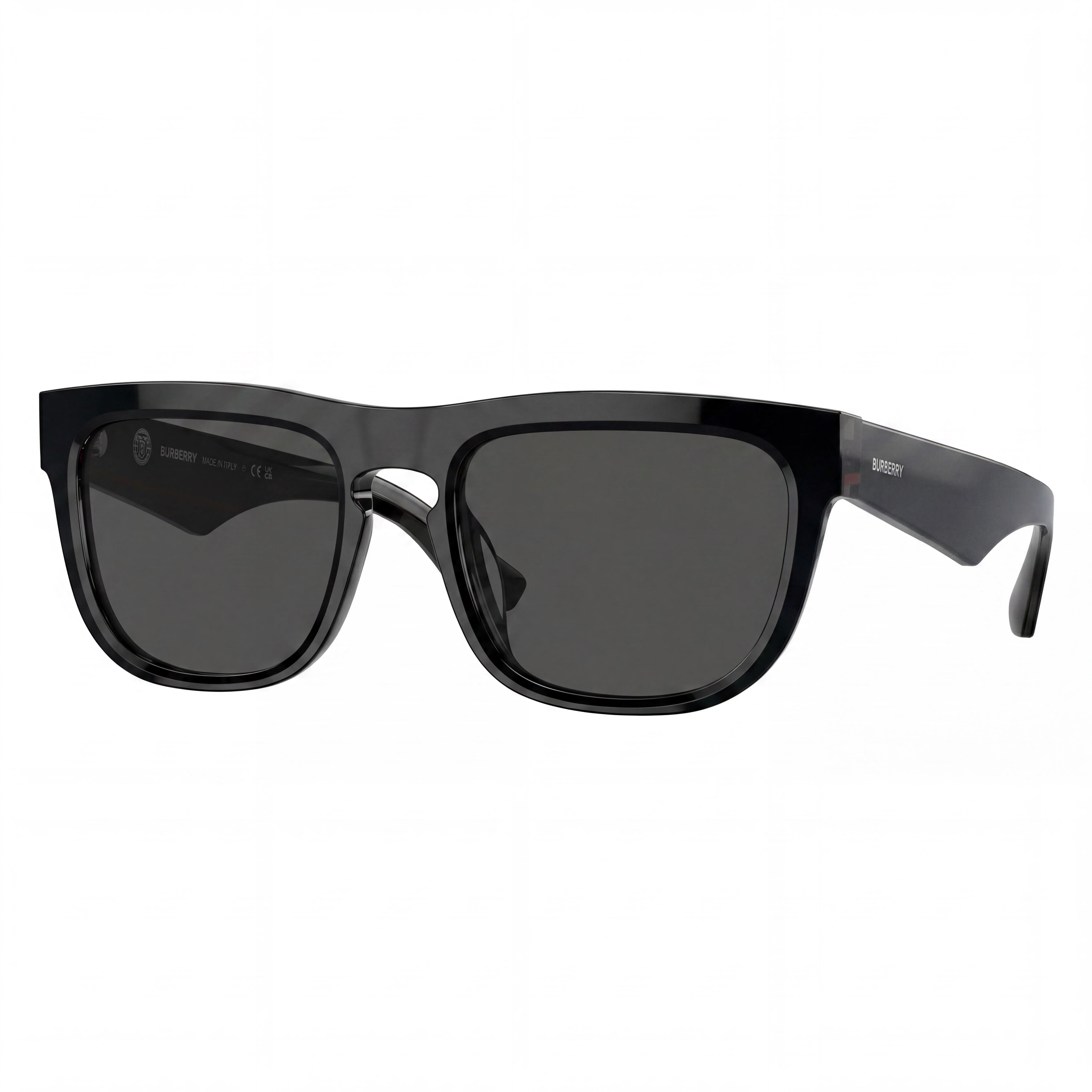 Gafas de sol unisex BURBERRY, montura de acetato, parte superior negra con estampado Vintage Check gris oscuro, protección UV 100%, 56 mm, Photo 1