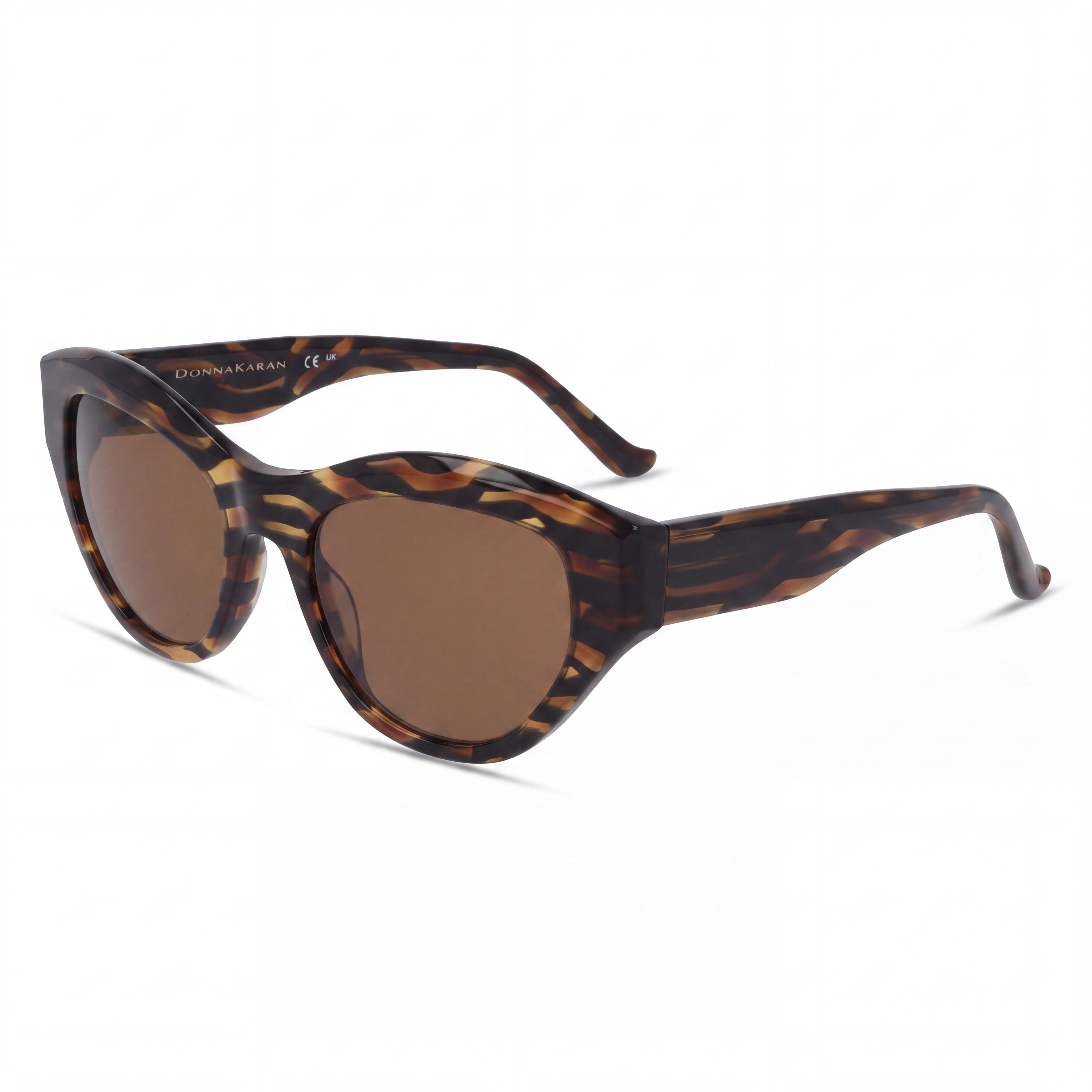 Donna Karan Do517s Women's Crystal Brown Horn Plastic Frame Solid Brown Lenses UV Protection Sunglasses 54mm, Photo 1