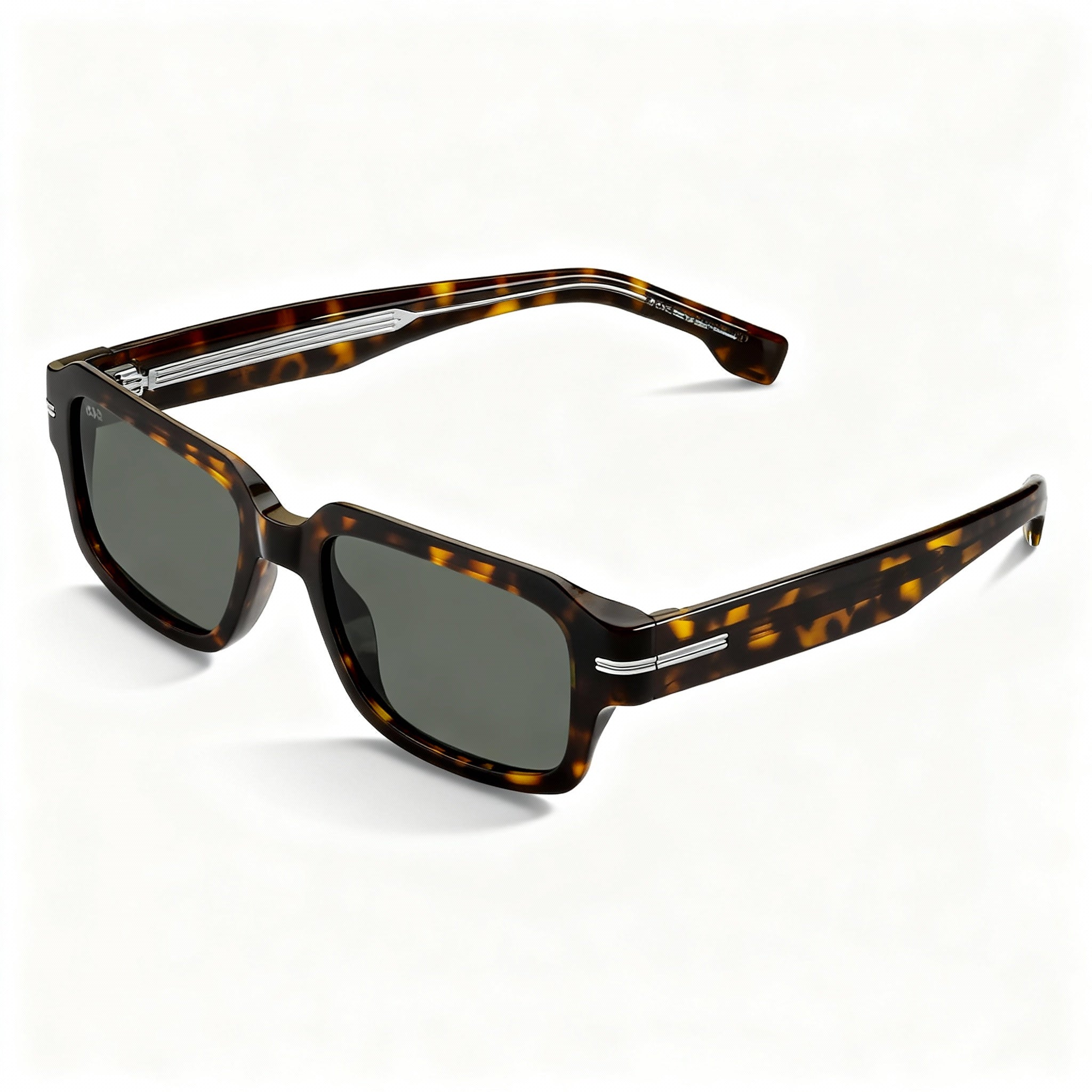 Hugo Boss BOSS 1596/S Men's Rectangular Eco Acetate Sunglasses, Havana Green Frame, Green Lens 53mm, Photo 1