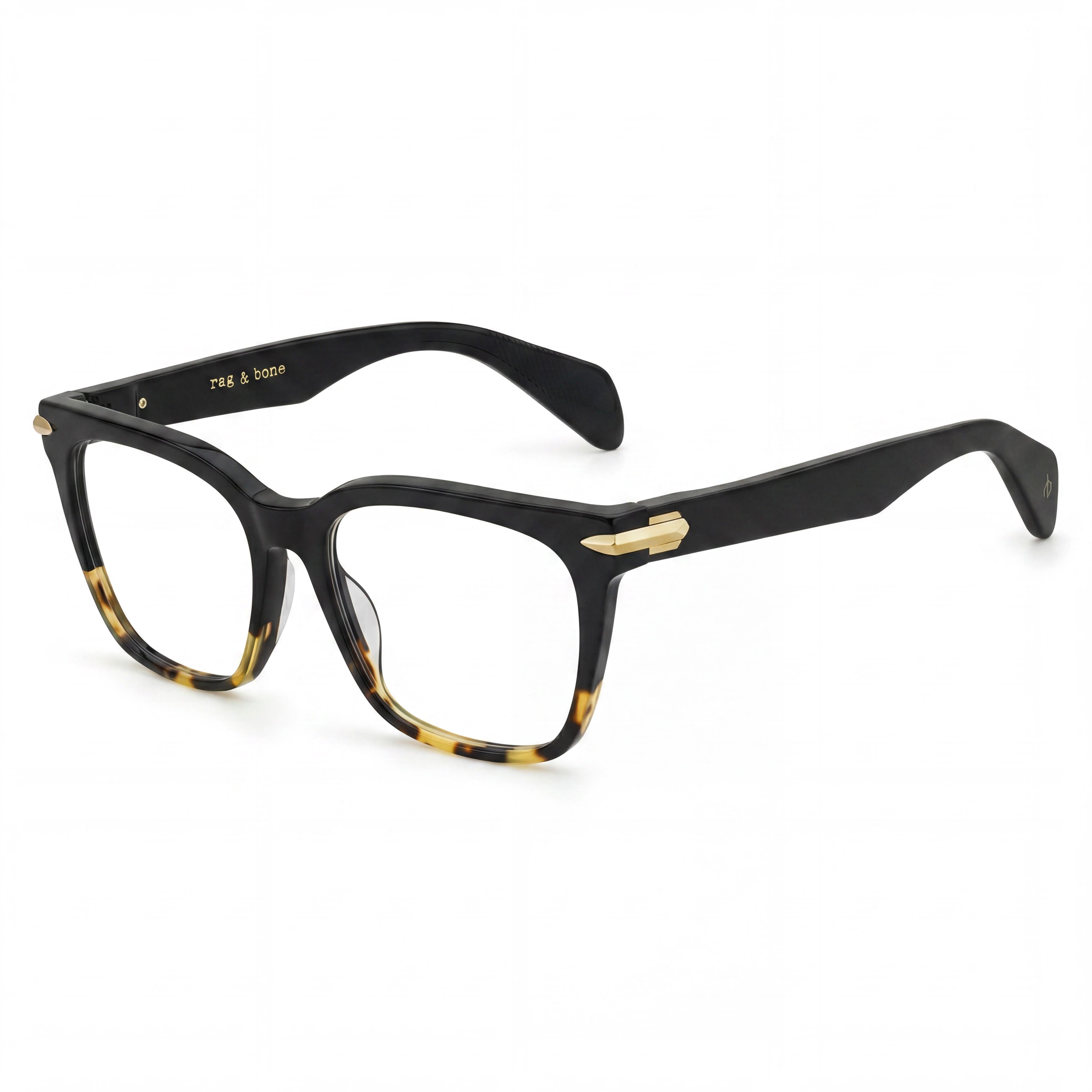 Rag & Bone Rnb 3015 Women's Black Acetate Eyewear Frames with Clear Lenses, Lens Width 52mm, Bridge 17mm, Temple 140mm, Photo 1