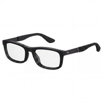Gafas rectangulares Tommy Hilfiger Th 1522 para hombre, con montura de goma negra y lentes transparentes, 54 mm