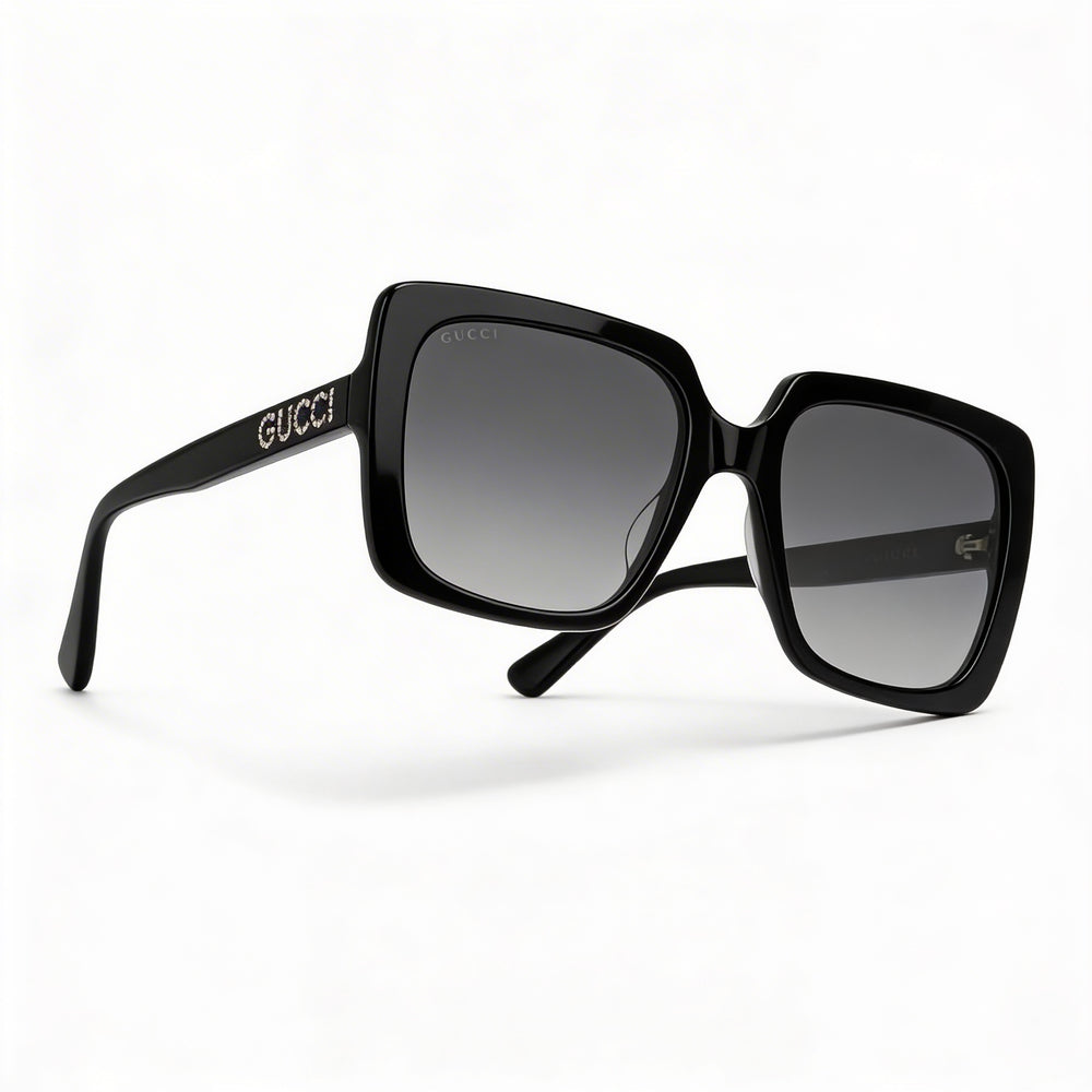 Gucci GG0418S Women's Plastic Sunglasses, Black Crystal Grey Gradient Frame, Grey Gradient Lenses, 54mm, UV Protected