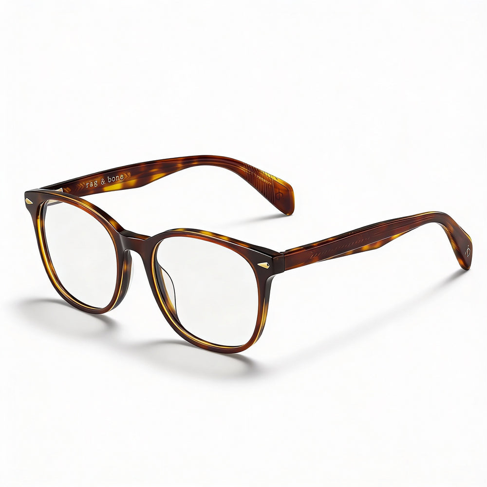Montura de gafas rag & bone Rnb 3017 Havana de acetato para mujer, ancho de lente de 51 mm, puente de 18 mm, patilla de 140 mm