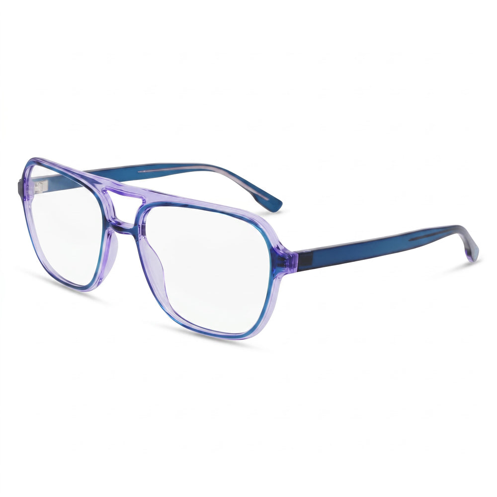 Gafas MCALLISTER Mc4534 para hombre con montura completa de metal y lentes transparentes en color verde azulado y morado. Ancho de lente: 56 mm. Ancho de puente: 18 mm. Largo de patilla: 140 mm.