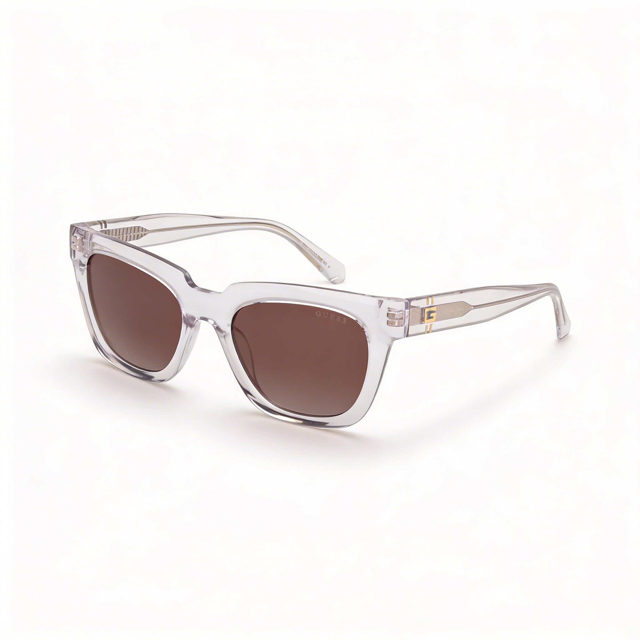 GUESS Gu00206 Unisex Crystal Injected Frame Sunglasses with Gradient Brown UV Polycarbonate Lenses 53-19-145, Photo 1