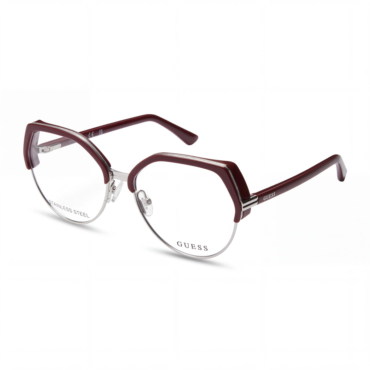 GUESS GU2947 Gafas de mujer casuales de plástico brillante burdeos de 54 mm, Photo 1