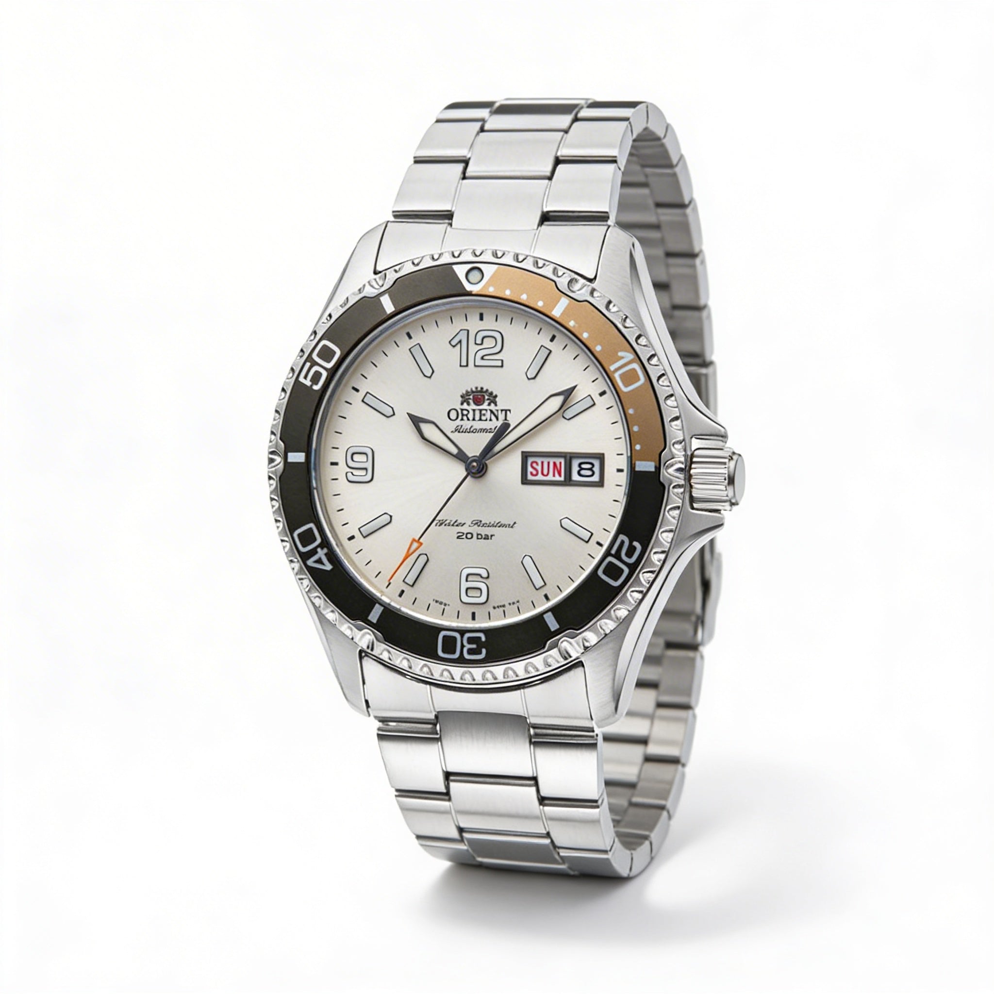 Orient Modern Unisex Automatic Stainless Steel Watch with Sapphire Crystal, Water Resistant, Glow In The Dark, 42mm Silk Grey Dial, Photo 1