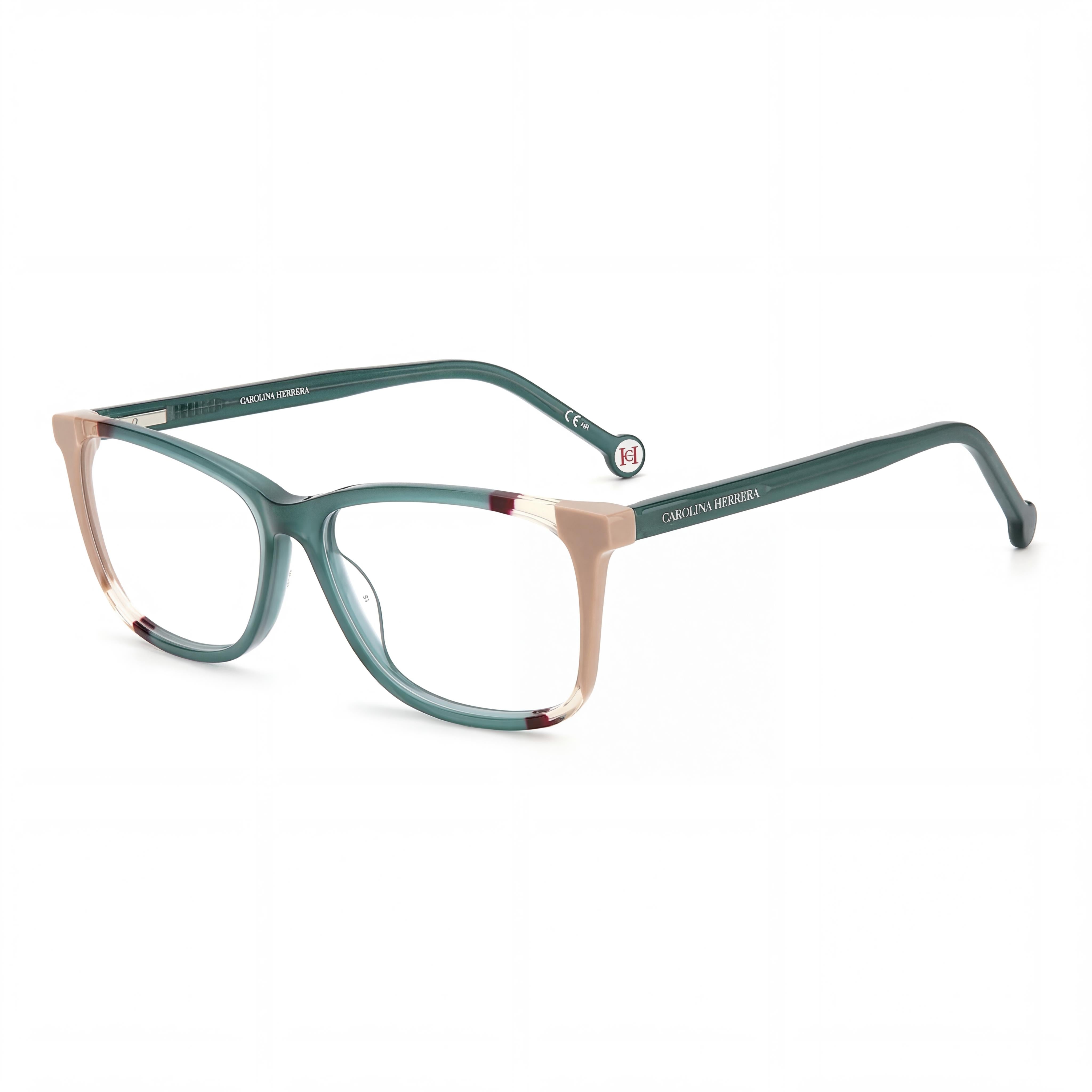 Carolina Herrera Ch 0066 Women's Teal Brown Plastic Square Eyeglasses 53mm, Photo 1