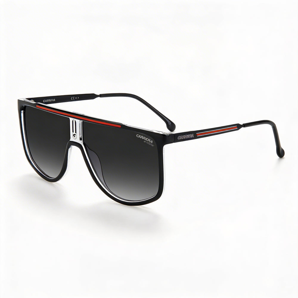 Gafas de sol Carrera Contemporary para hombre con montura negra inyectada y lentes degradadas en negro, rojo y gris, 61 mm