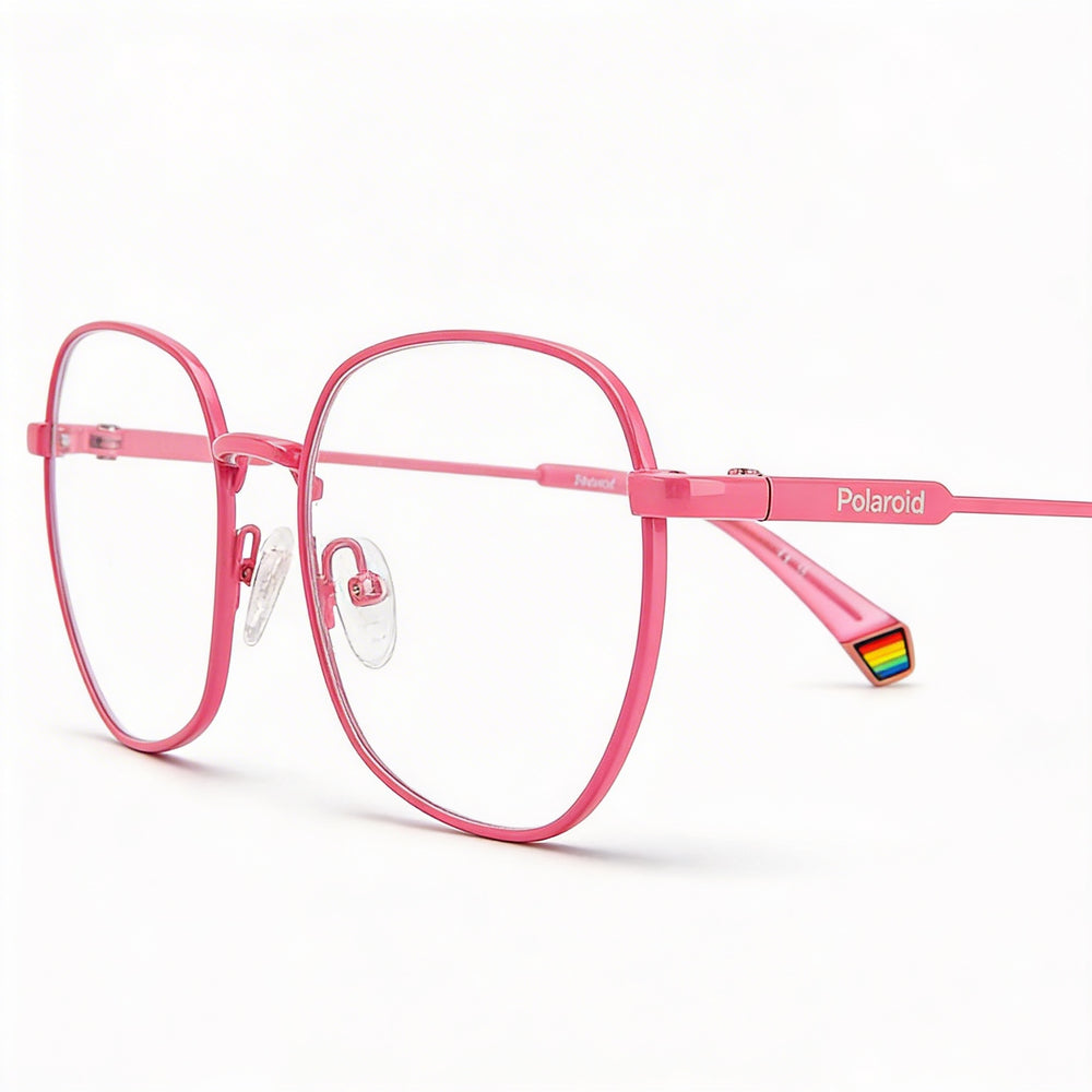 Polaroid Pld D450 Women's Pink Metal Eyeglasses with Non- Lenses, , 54mm Lens Width