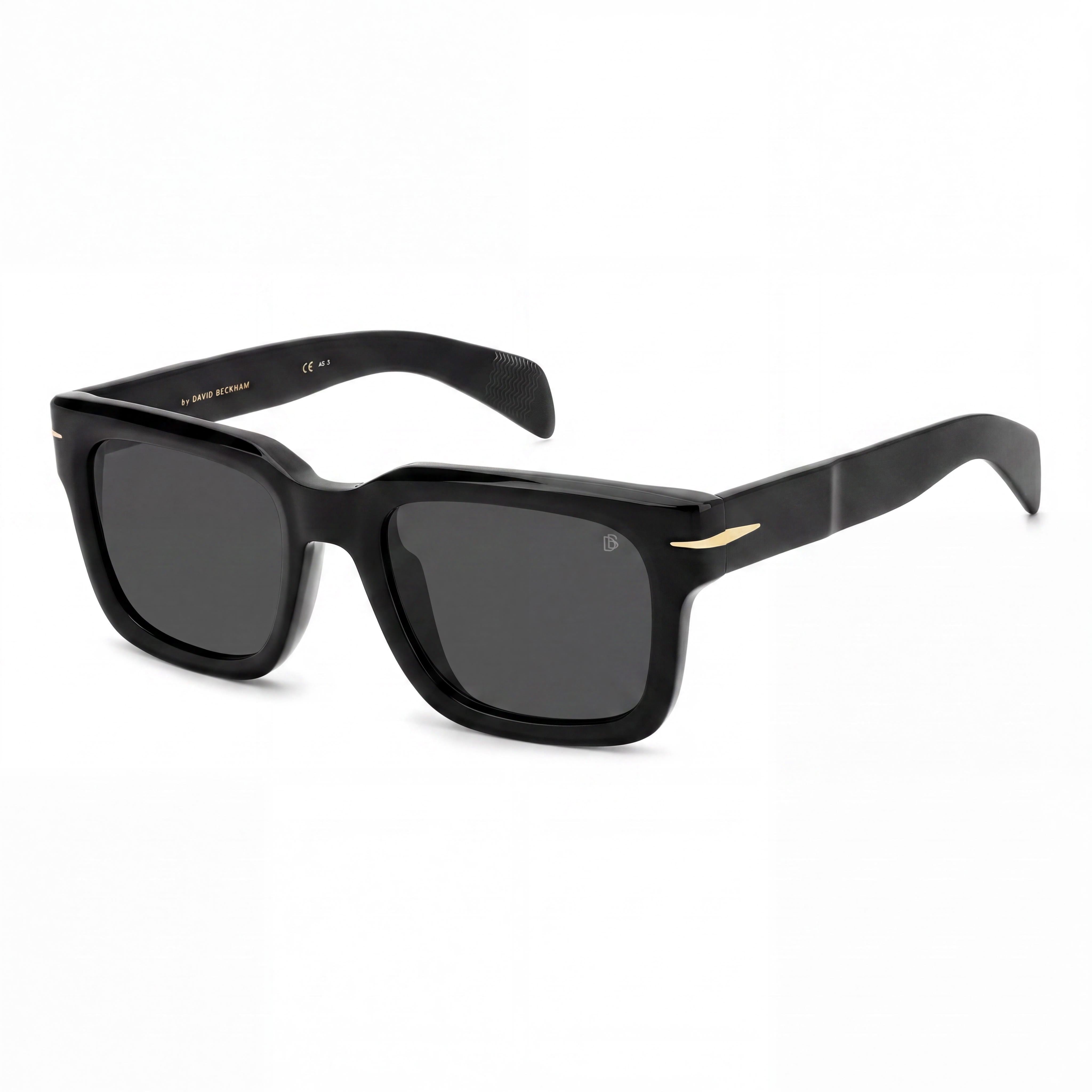 Gafas de sol rectangulares para hombre David Beckham DB 7100/S con montura de acetato negro, lentes de policarbonato grises con protección UV 400, 52 mm, Photo 1