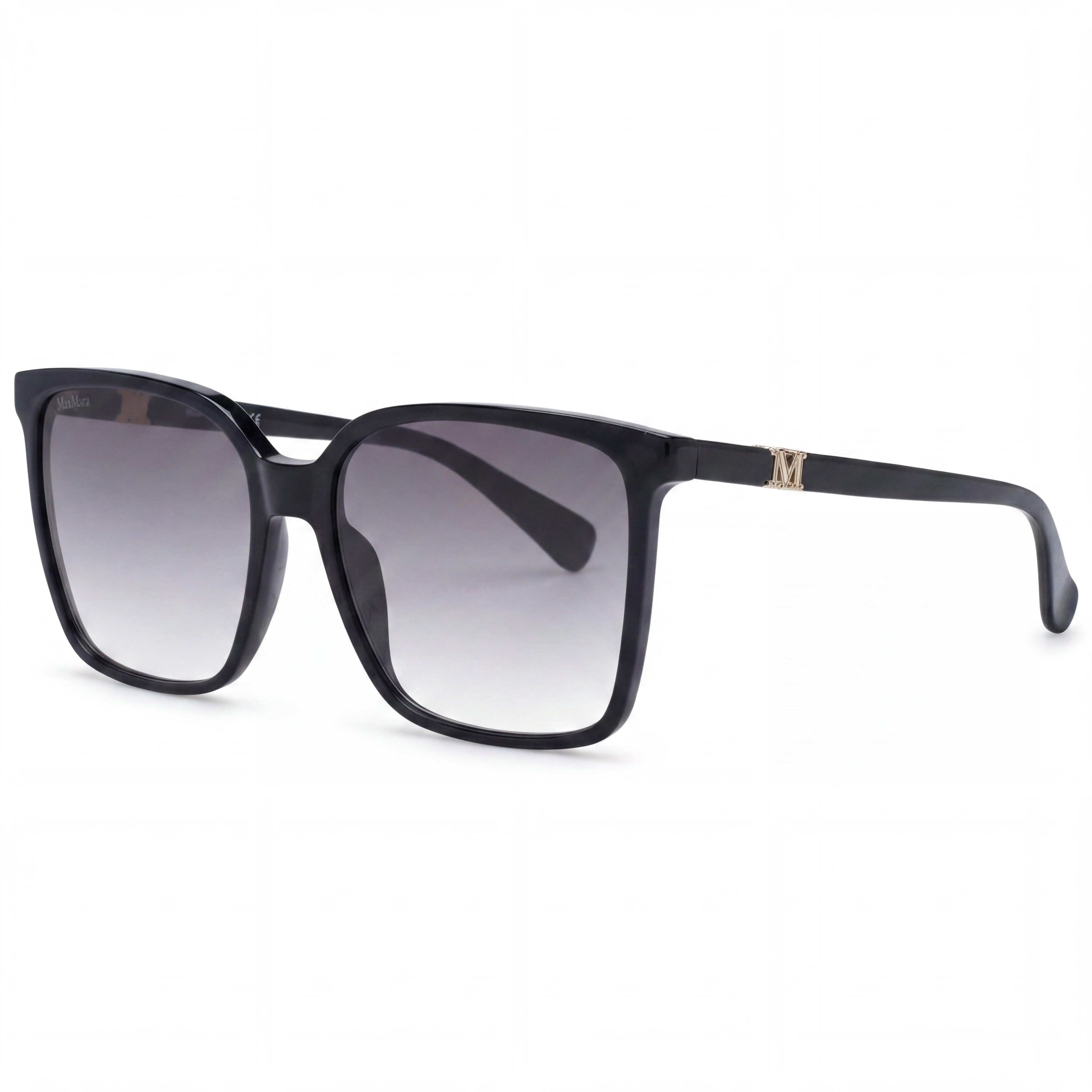 Gafas de sol MaxMara Casual para mujer con montura de plástico, negro brillante/gris degradado, lentes ahumadas degradadas, protección UV, 57 mm, Photo 1