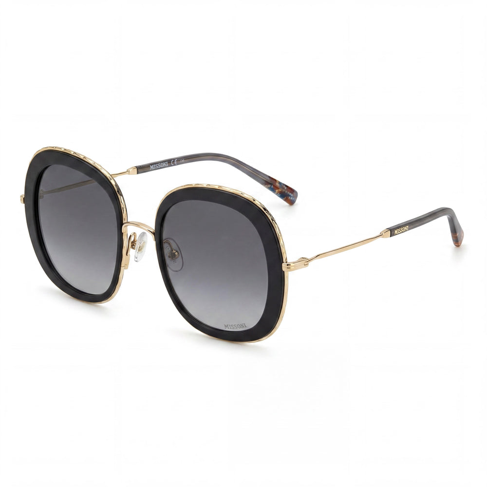 Missoni Classic Women's Rectangular Stainless Steel Sunglasses Grey Shaded Frame Dark Grey Shaded Lens 100% UV Protection 53mm