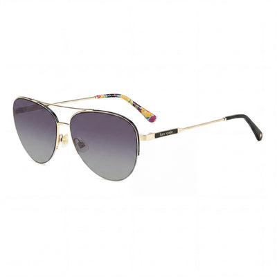 kate spade new york Modern Women's Stainless Steel Gold Black Frame Grey Composite Lens Sunglasses 55mm