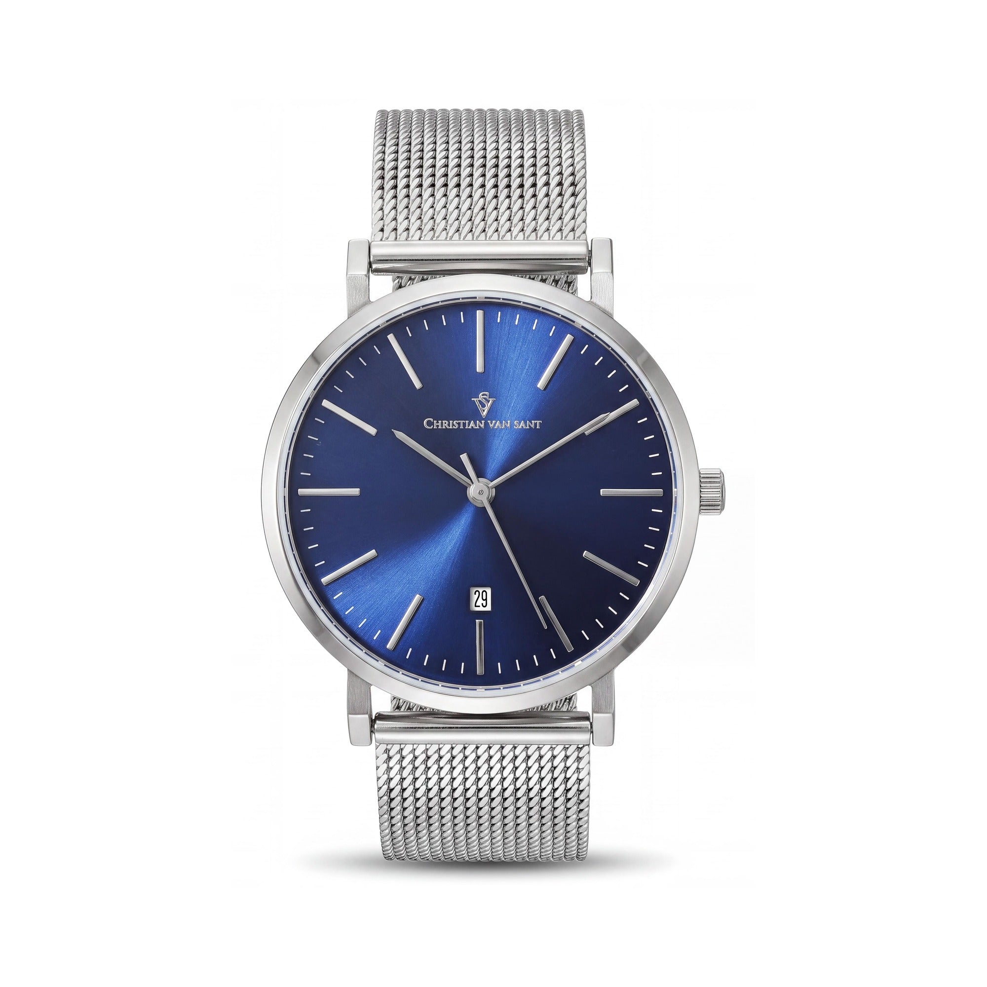 Christian Van Sant CV4220 Paradigm Women's Quartz Stainless Steel Silver Blue Dial Scratch-Resistant Date Watch, Photo 1