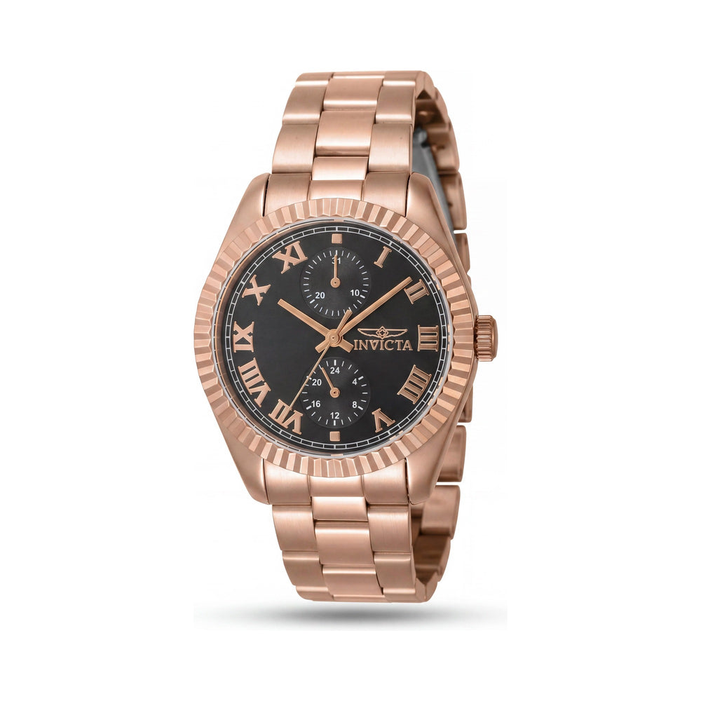 Invicta Specialty 47446 Unisex Rose-gold Stainless Steel Black Dial Quartz 36mm Bracelet Watch