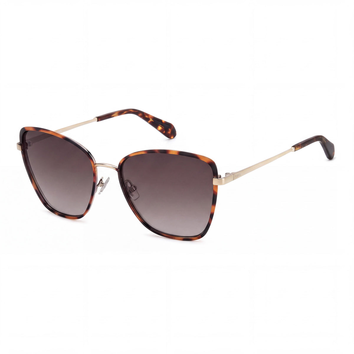 Fossil Casual Women's Stainless Steel Havana Brown UV Protection Sunglasses Brown Shaded Lenses 56mm, Photo 1