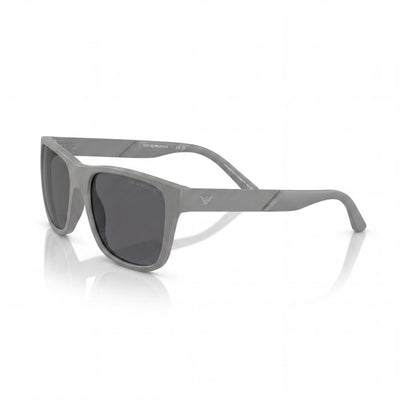 Emporio Armani EA4243 Gafas de sol polarizadas cuadradas de fibra de nailon de base biológica para mujer, gris mate, 56 mm