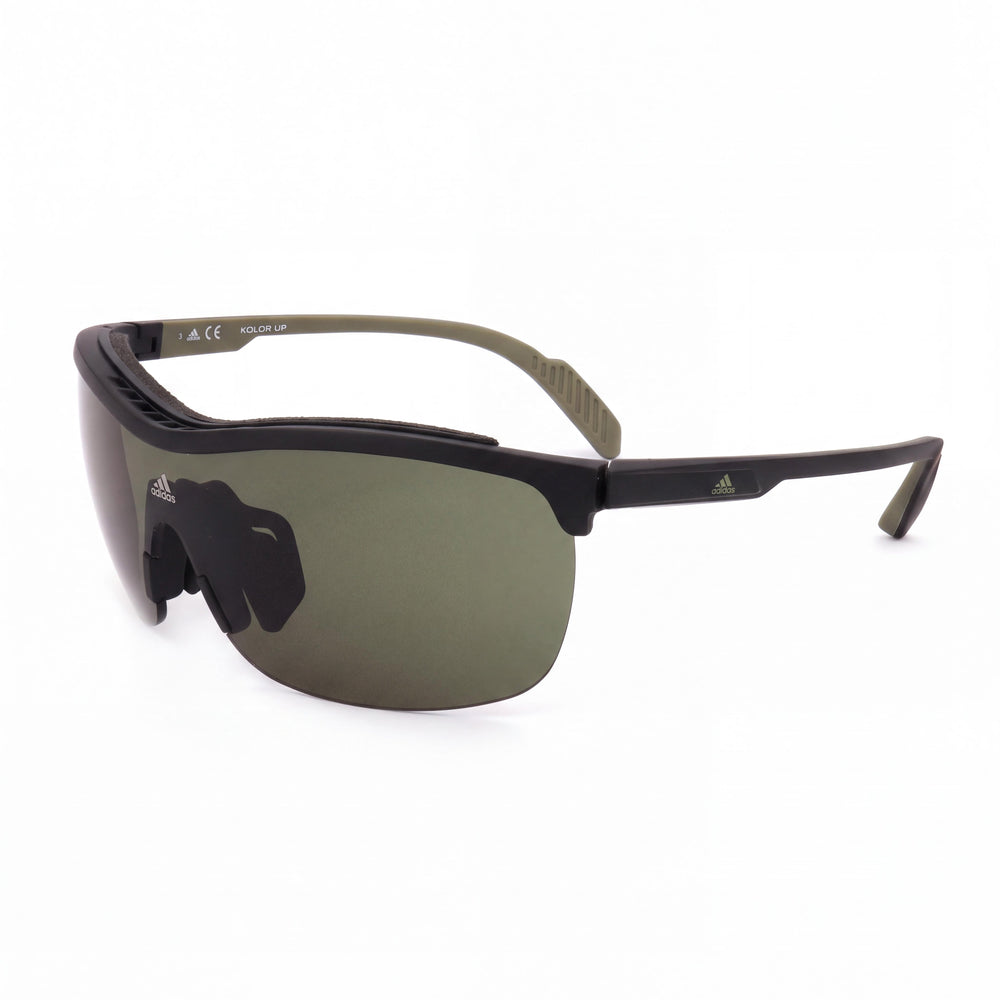 adidas Modern Unisex TR90 Plastic Matte Black/Green Frame Non-Polarized Aviator Green Lenses 100% UV Protection