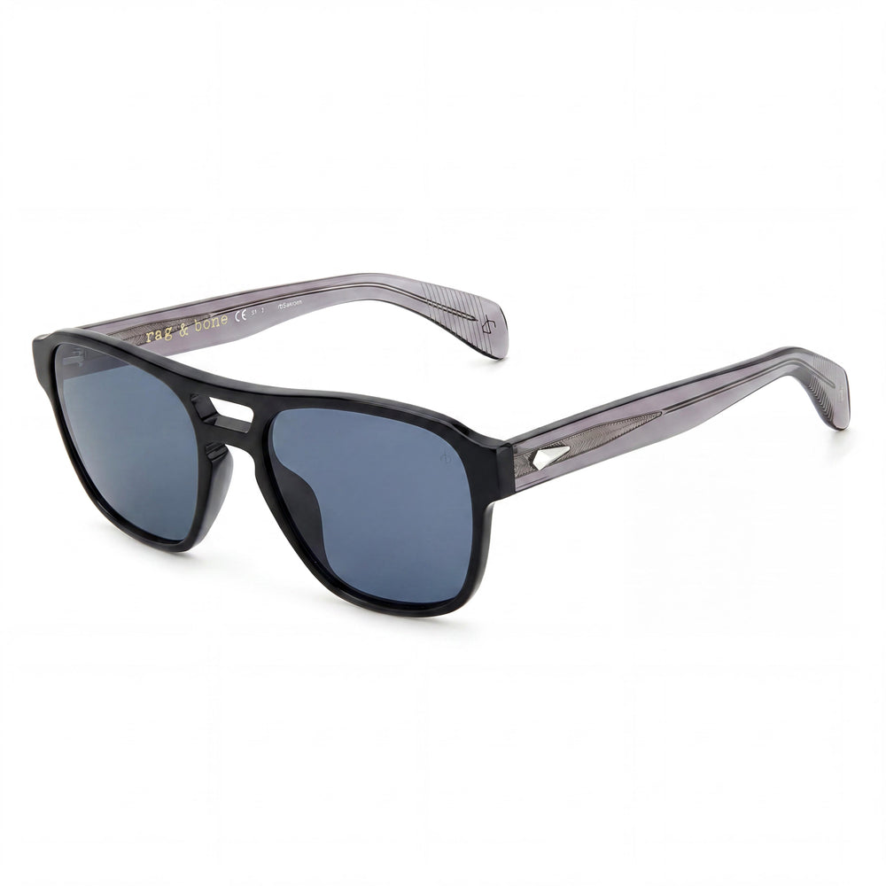 Rag & Bone Modern Unisex Black Rectangular Full-Rim Eco Acetate Non-Polarized 54mm Sunglasses