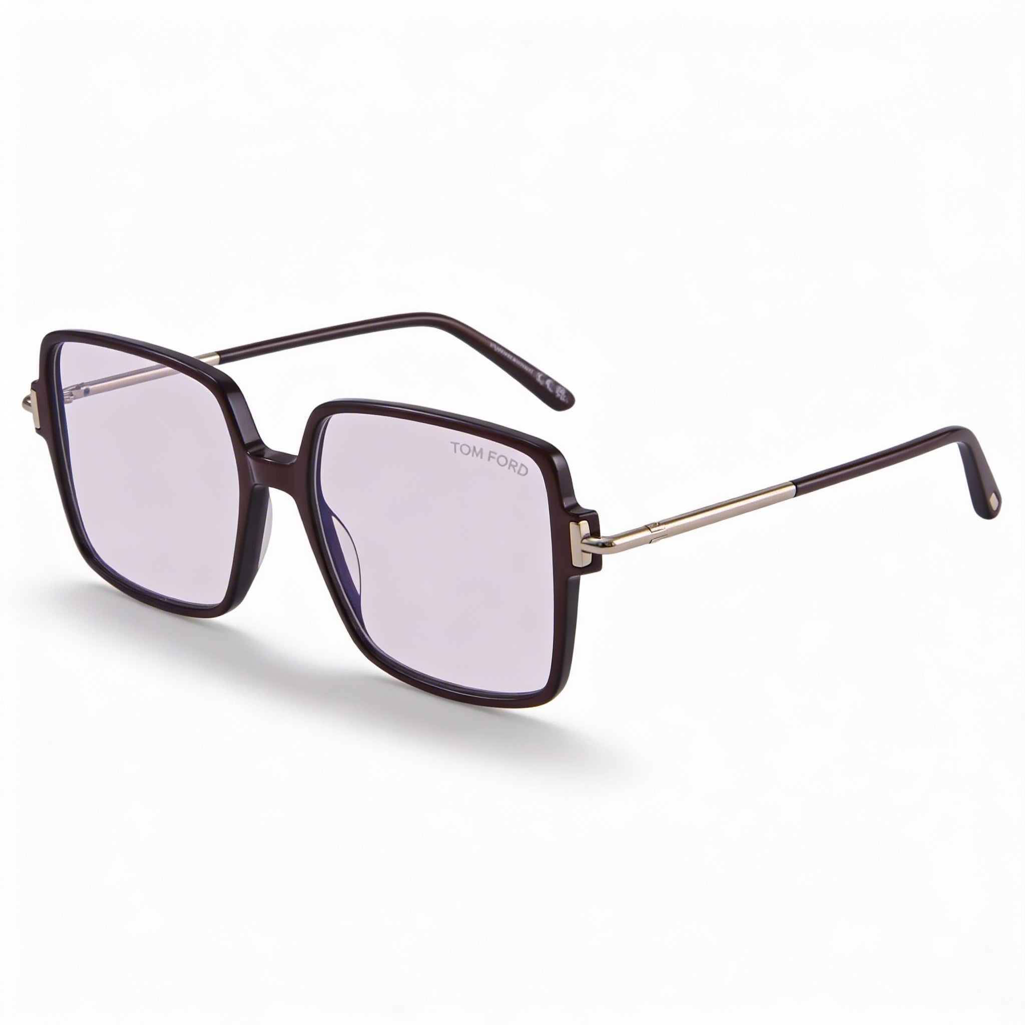 Tom Ford FT5915-B Women's Light Brown Blue Block Plastic Square Full Rim Clear Lens Eyeglasses 53mm, Photo 1