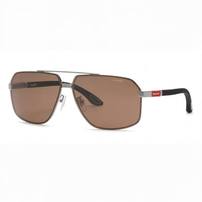 Chopard Schg89 Men's Metal Frame Total Shiny Ruthenium Sunglasses with Nylon Bio Based Lenses 66mm